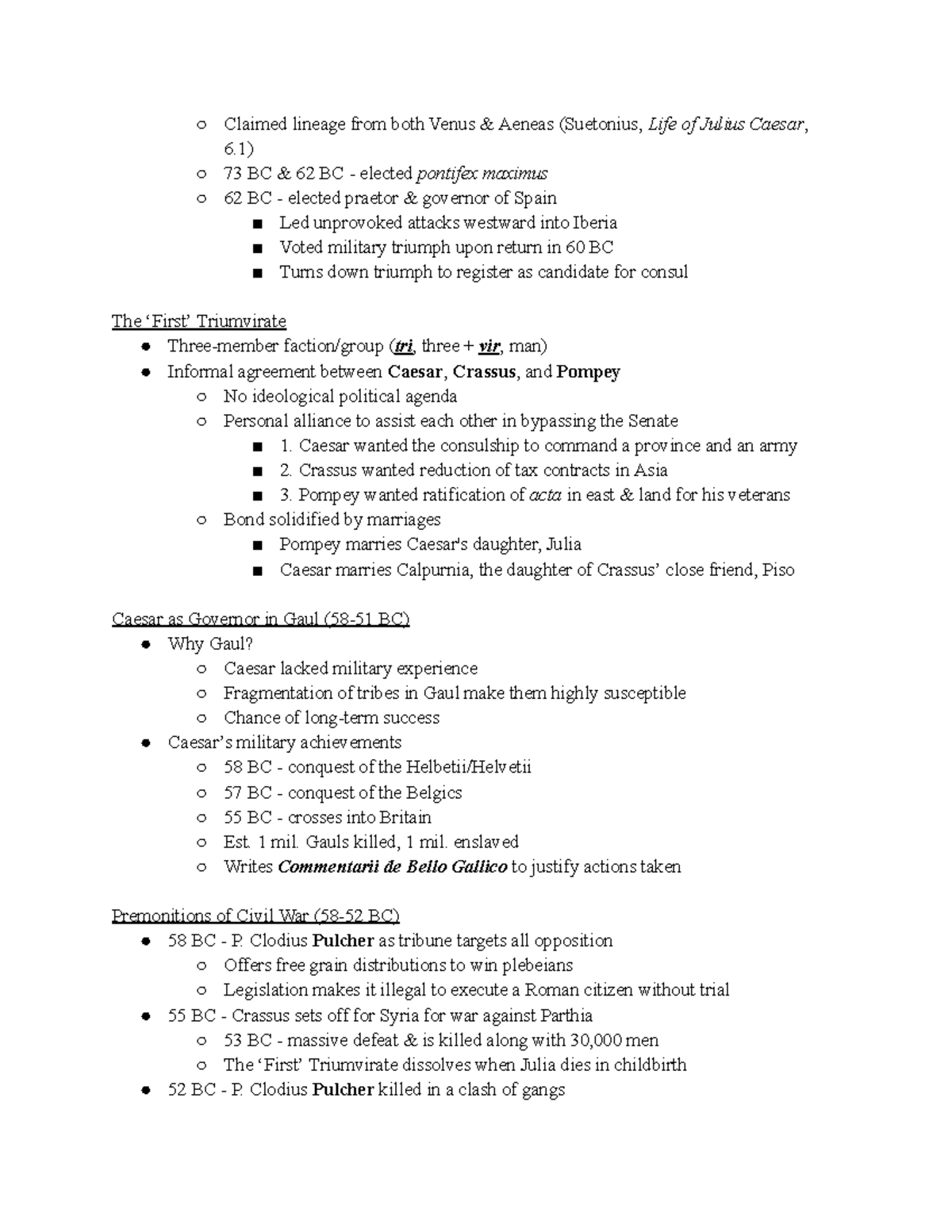 CLAS 105 12.2 Lecture (2) Claimed lineage from both Venus & Aeneas (Suetonius, Life of Studocu