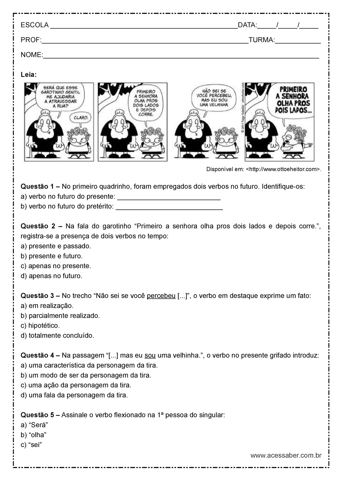 Atividades Sobre Tempos Verbais 5 Ano Com Gabarito 8234