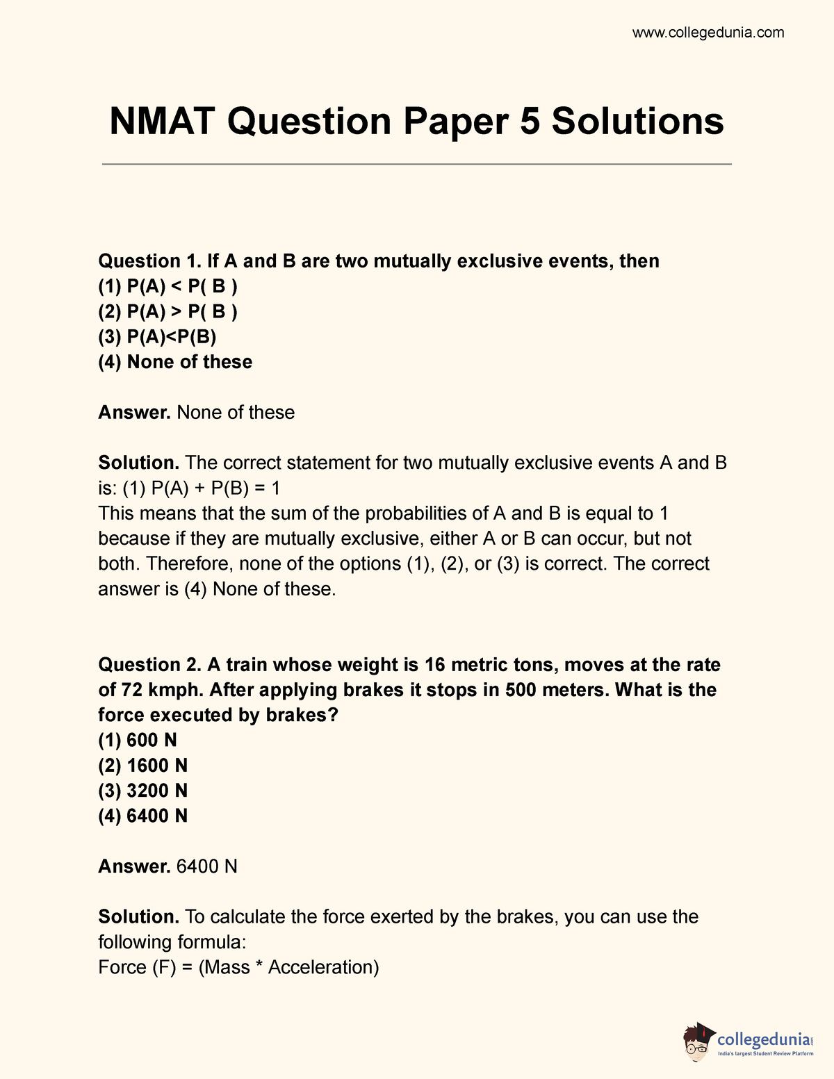 NMAT Question Paper 5 Solutions - NMAT Question Paper 5 Solutions ...