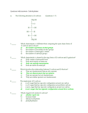 essay questions on carbohydrate metabolism