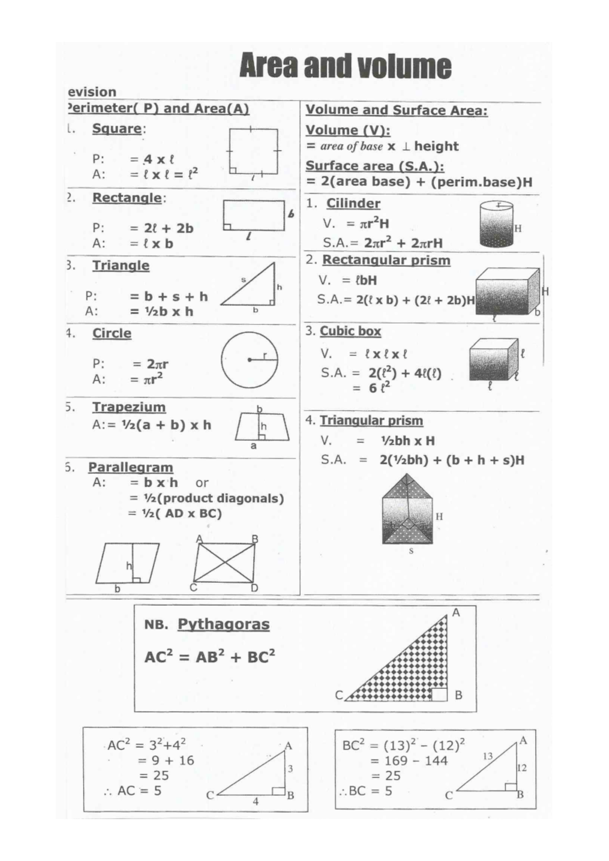 Area Volume Pdf Area And Volume Studocu
