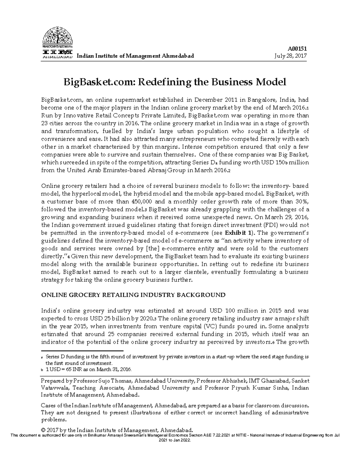 Bigbasket case study Management Studocu
