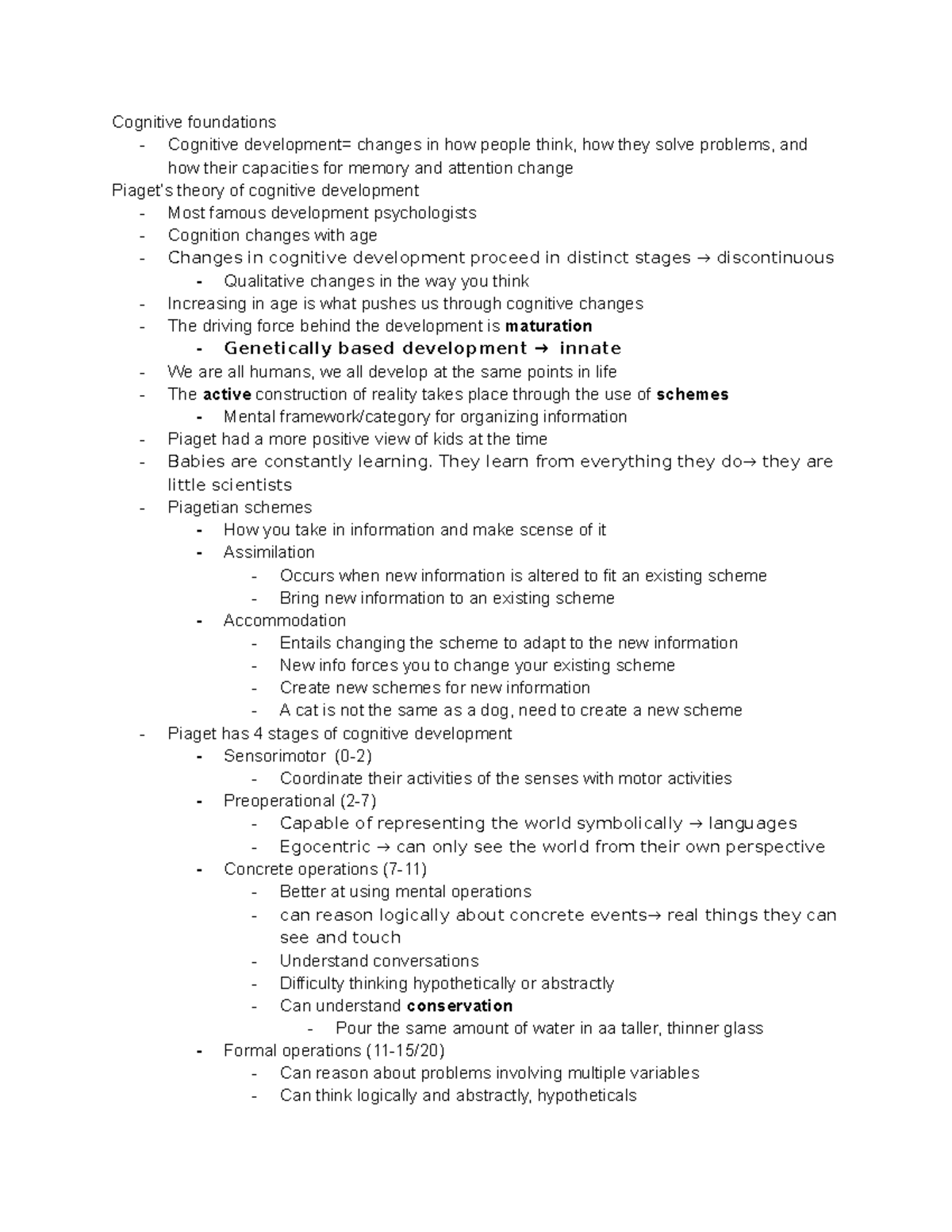 Chapter 3 In class notes - Cognitive foundations - Cognitive ...