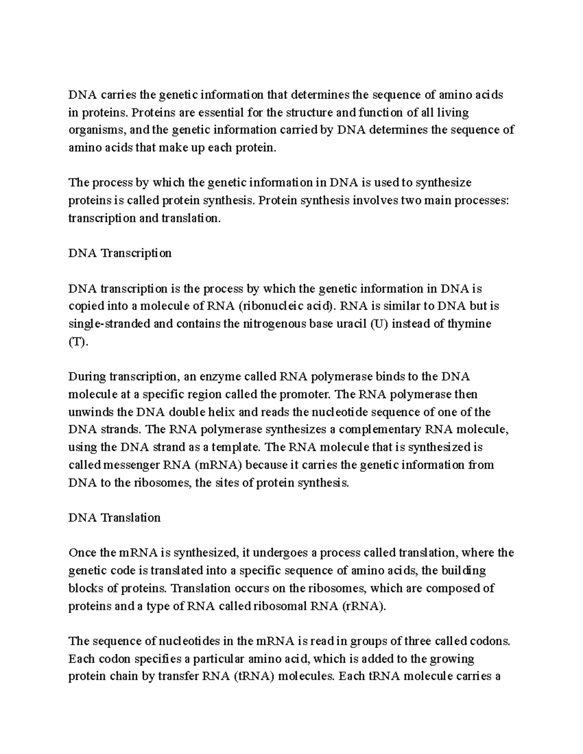 DNA P8 2- Google Docs - DNA NOTES - DNA carries the genetic information ...