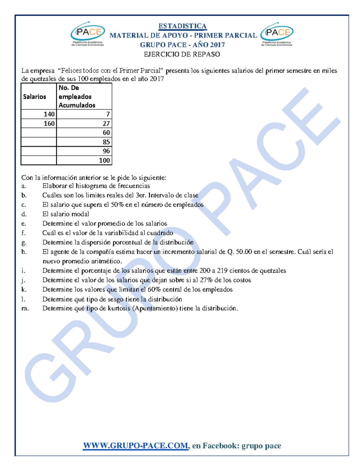 Estadistica I 1er Parcial 2017 - MATERIAL DE APOYO - PRIMER PARCIAL ...