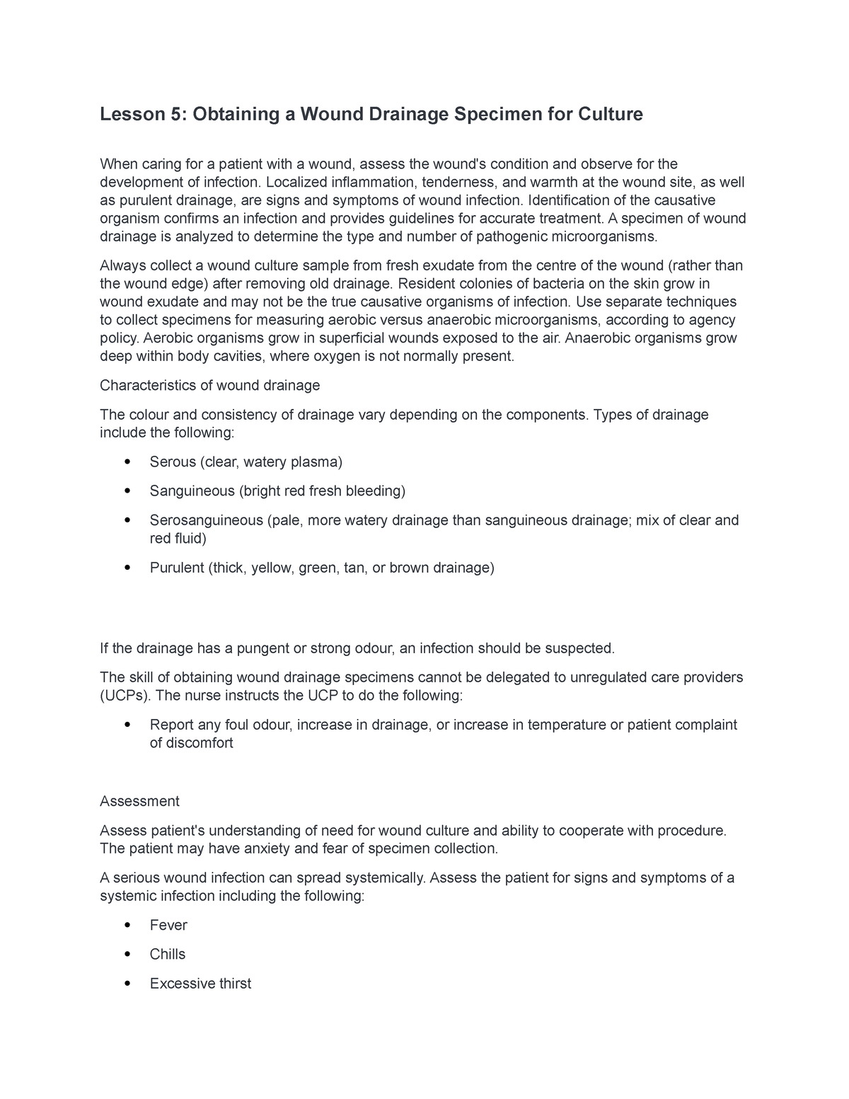 Module 3 Specimen Collection Lesson 5 Notes Lesson 5 Obtaining a