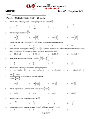 1705781369-MHF4U, Catherine Madukayil, Unit 1 Test - Name: Date: Part A ...