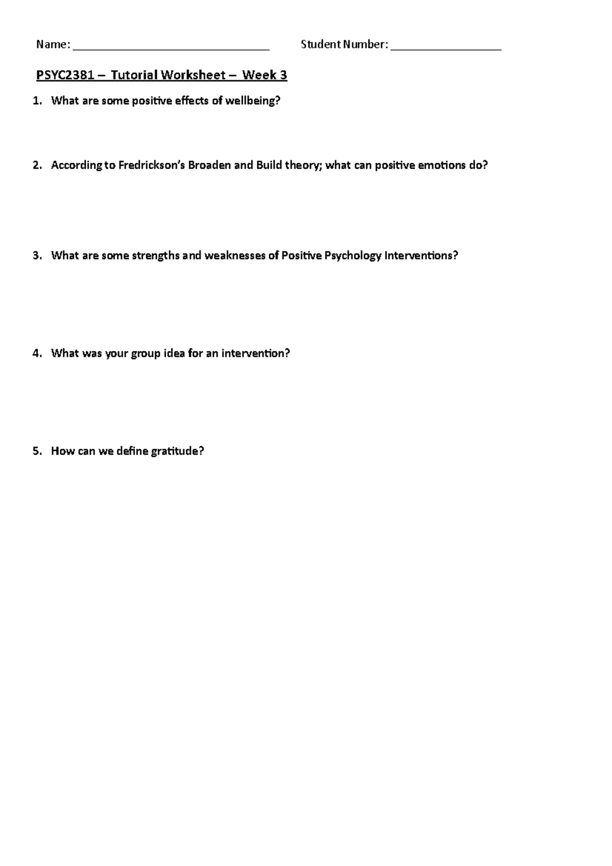 Tutorial Worksheet (Week 3)- PPIs and Gratitude- March 2022 - Name