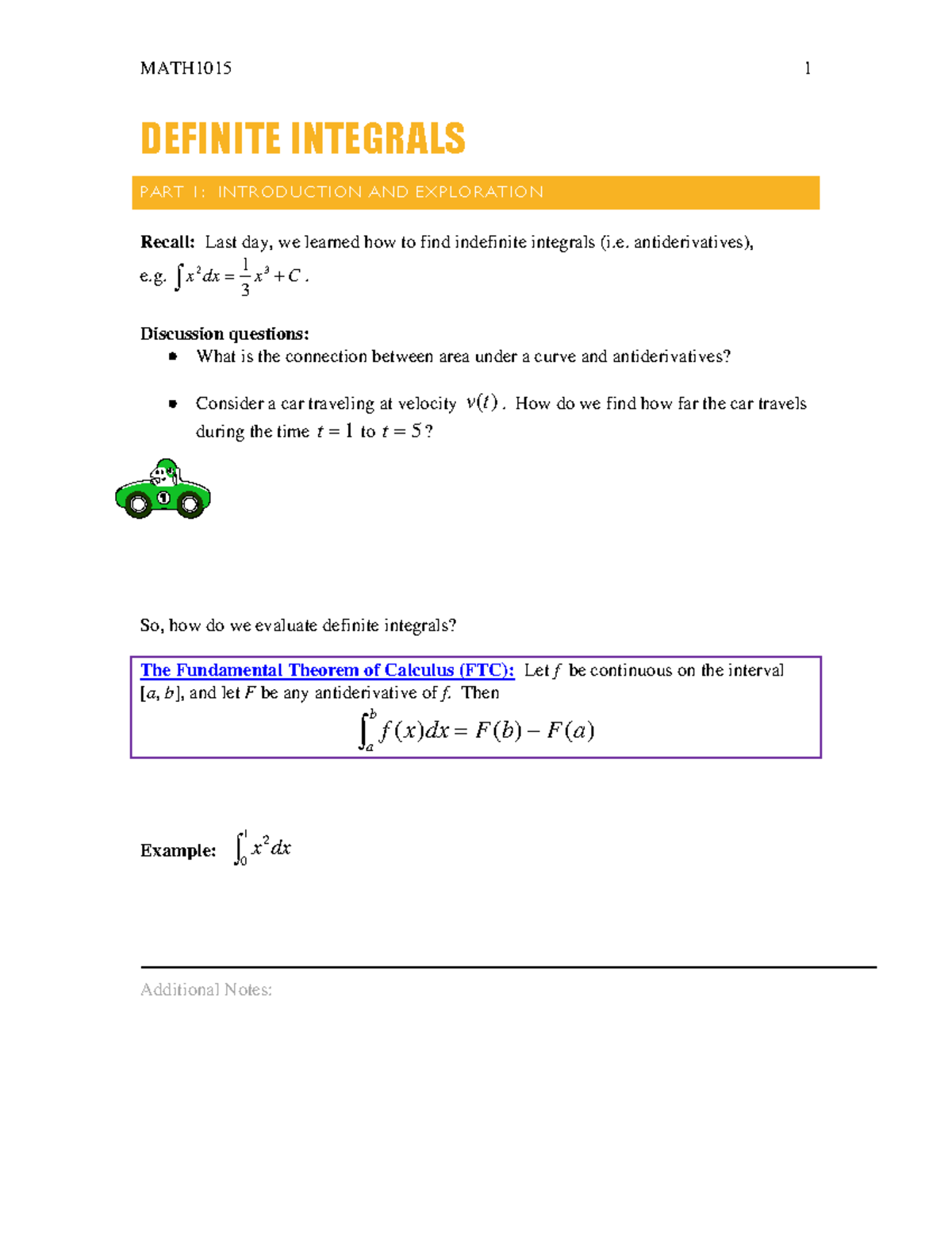 Mod18 FTC - lec - DEFINITE INTEGRALS PART 1: INTRODUCTION AND ...