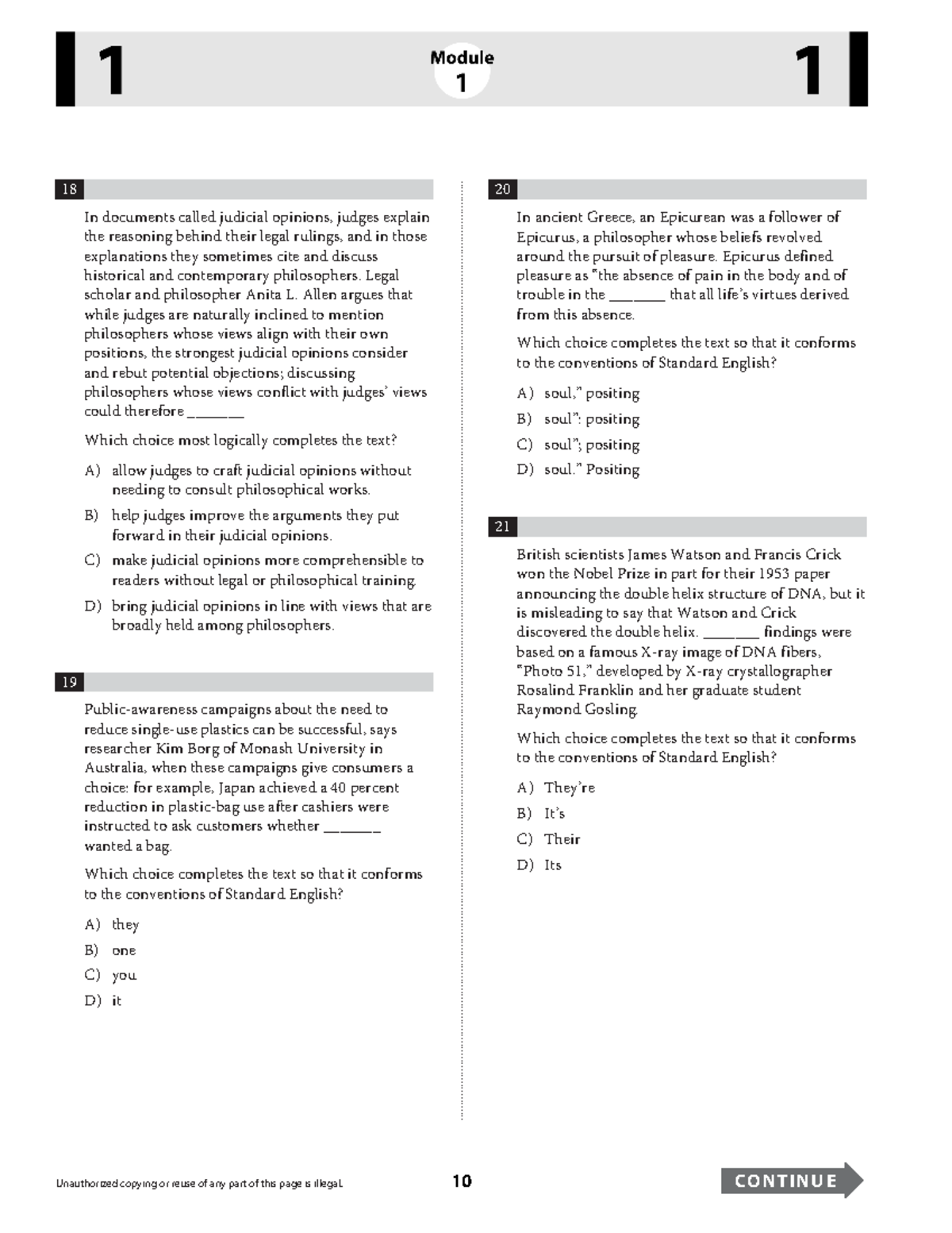 DSAT Grammar-Only Drilling Test - 18 In documents called judicial ...