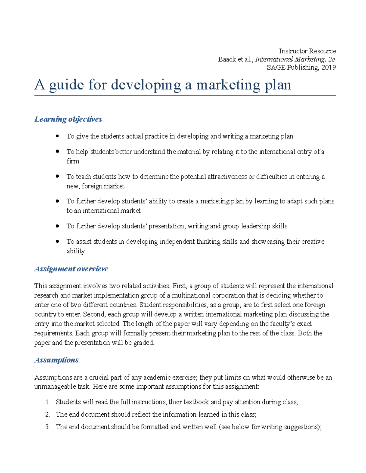 updated-guideline-for-marketing-plan-baack-et-al-international