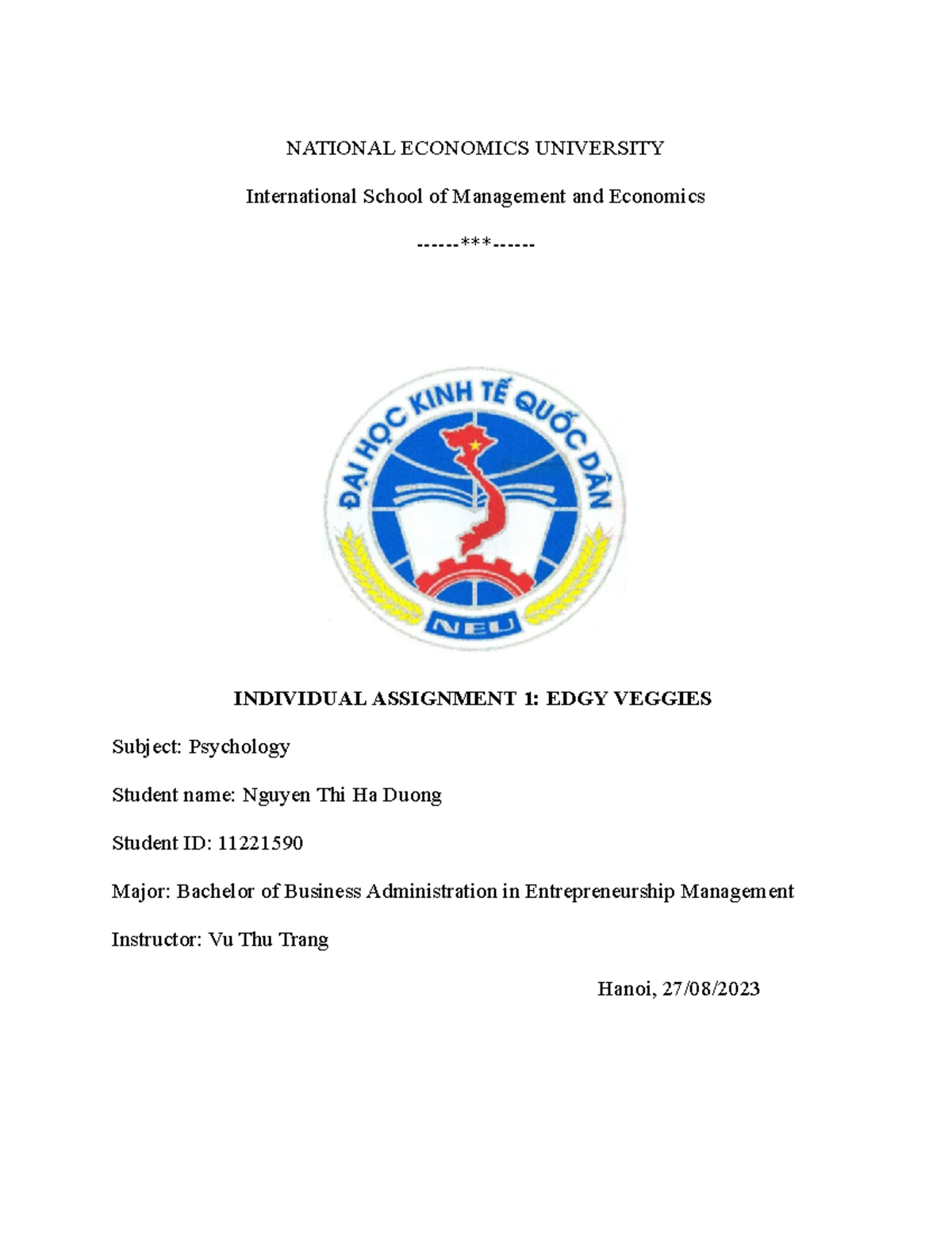 Survey about healthy food NATIONAL ECONOMICS UNIVERSITY International
