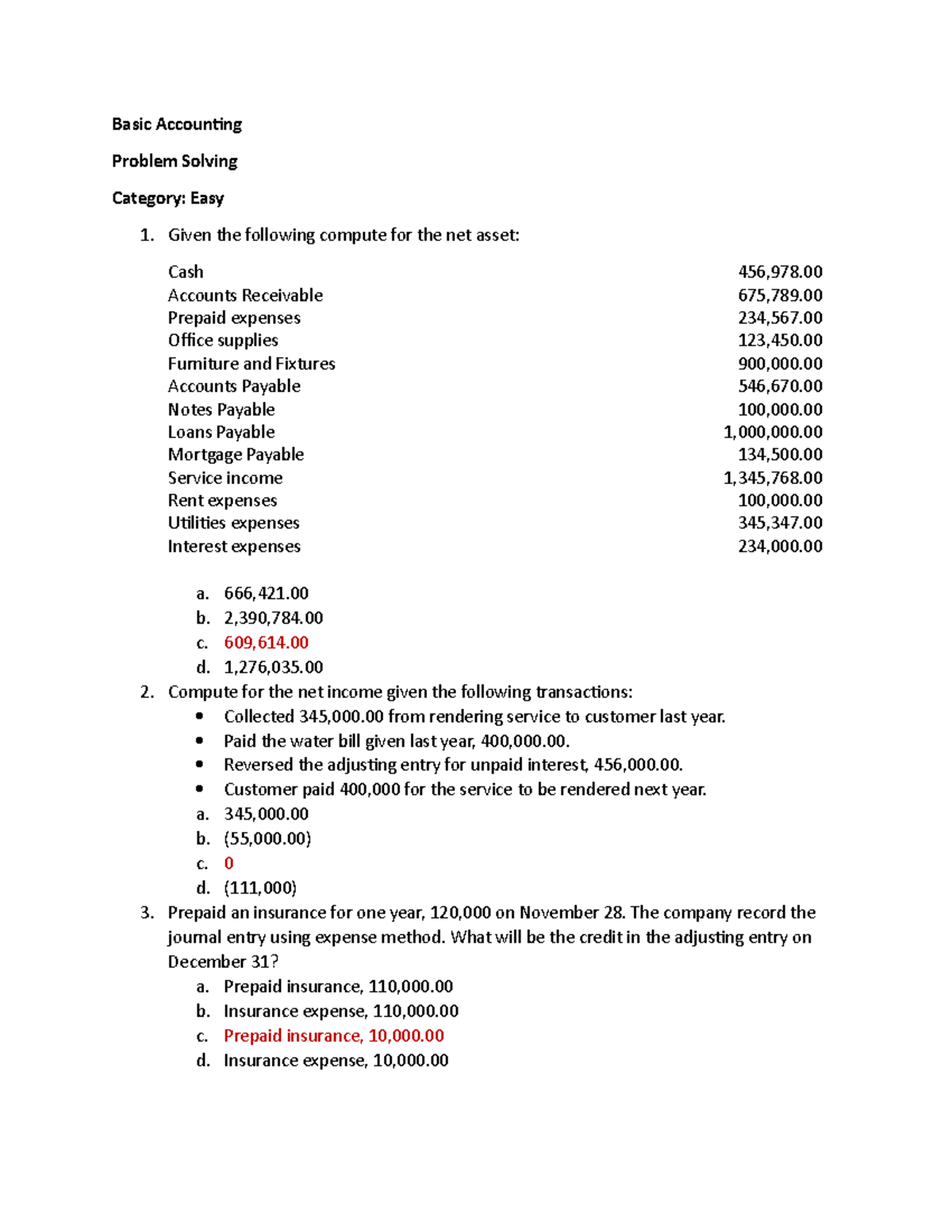 Accounting Quiz 2: Basic Accounting Question - Basic Accounting Problem ...