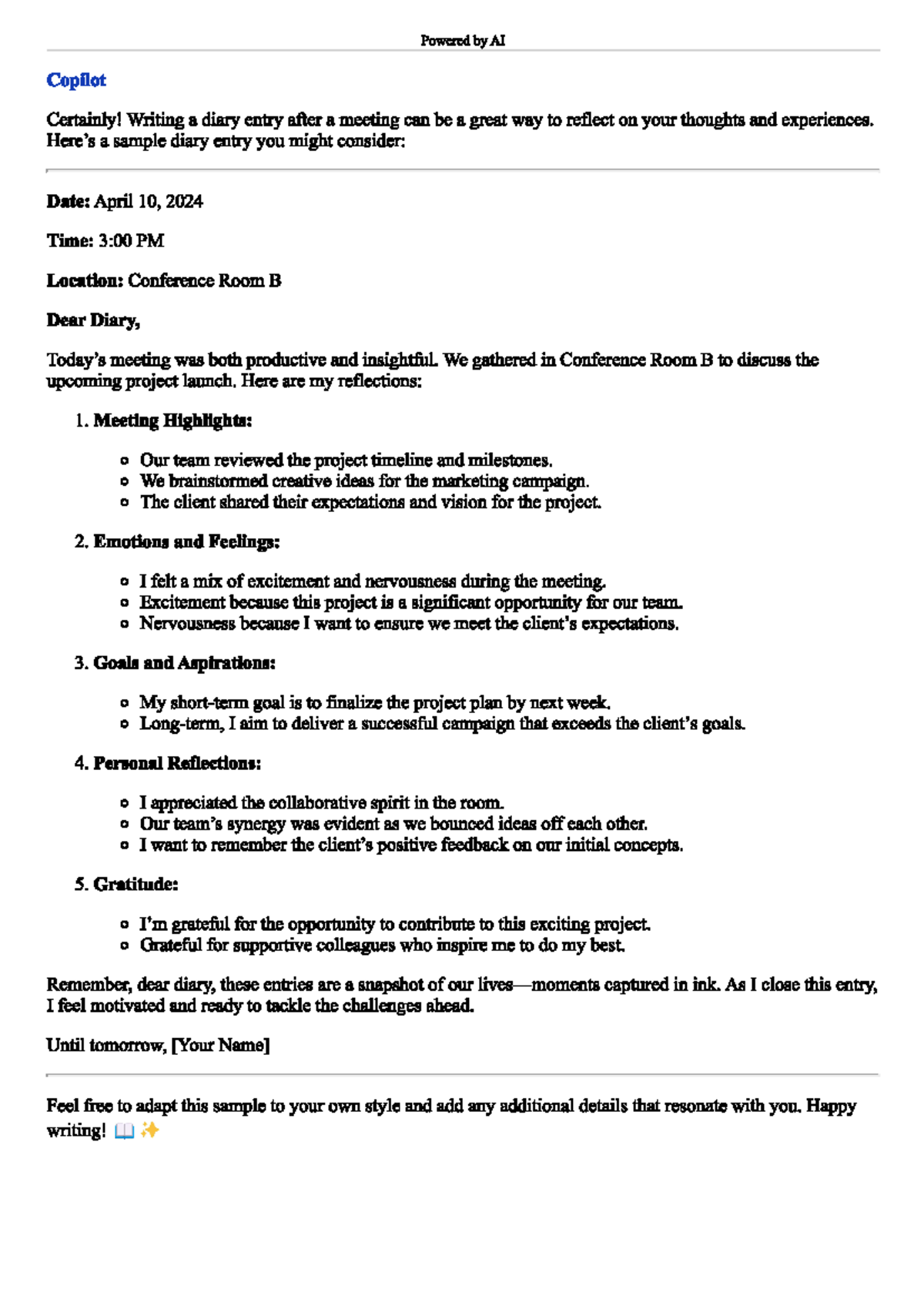 Diary entry - Studocu