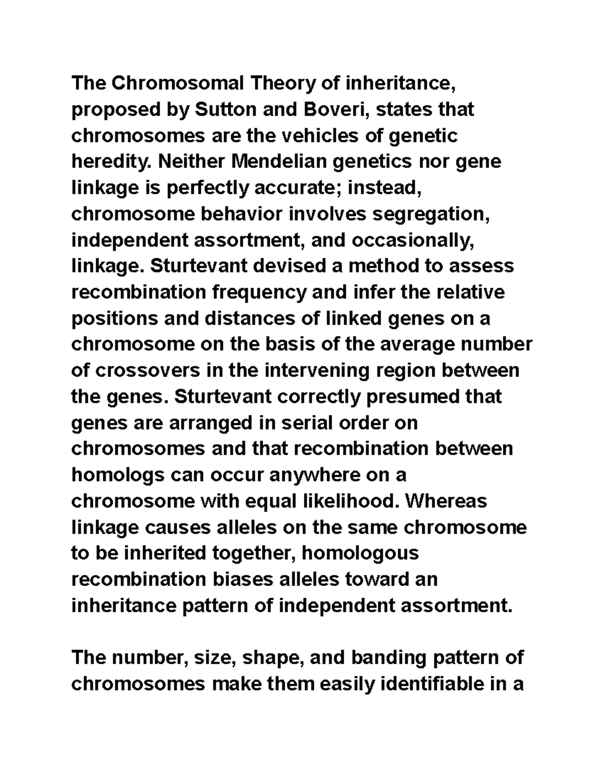 BIOL 1345 Module 11 Inheritance - The Chromosomal Theory Of Inheritance ...