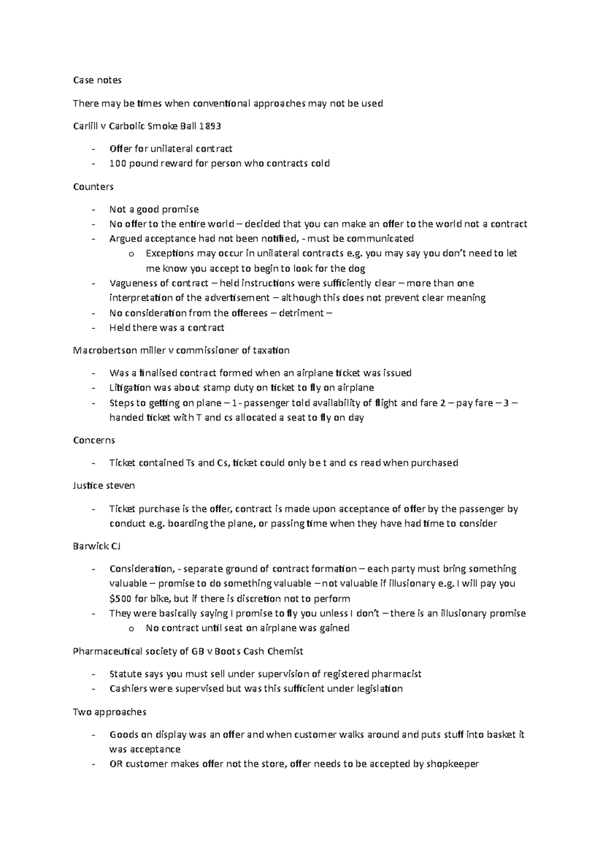 Case notes- Week one - Case notes There may be times when conventional ...