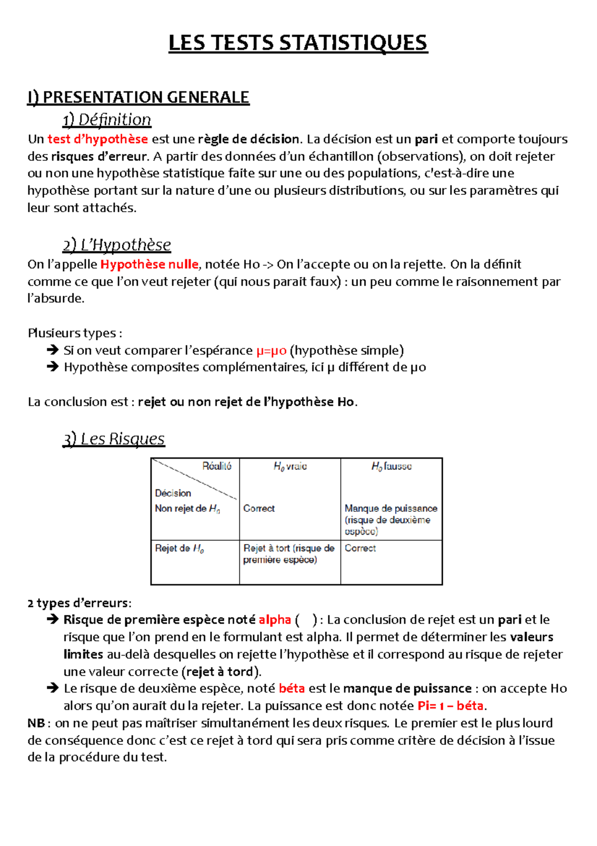 Les tests statistiques les tests statistiques i presentation