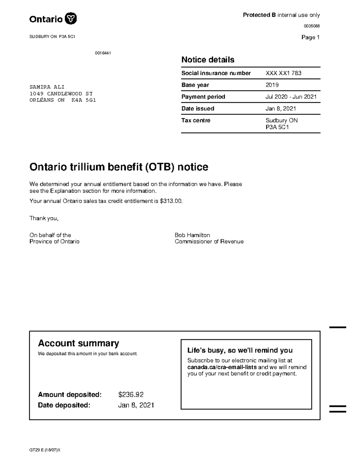 OTB notice 2020 12 19 04 41 55 442273 - SAMIRA ALI 1049 CANDLEWOOD ST ...