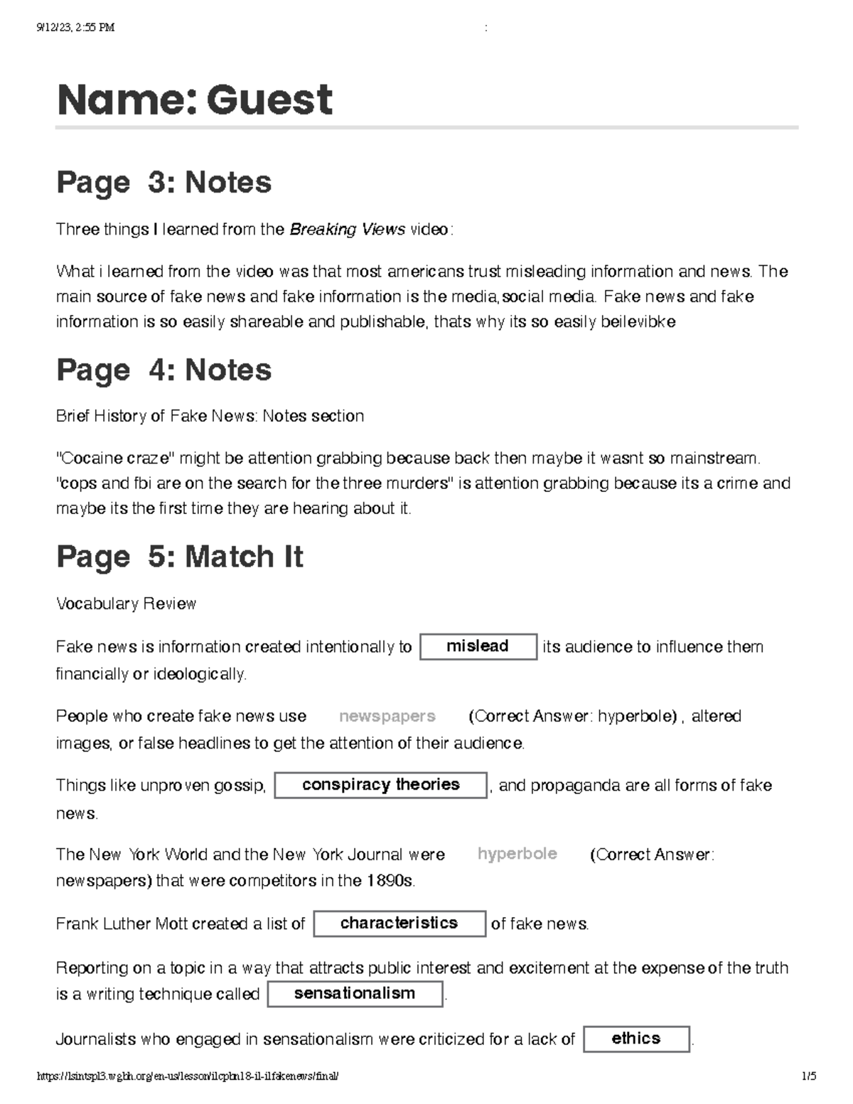 Ms vergos pbs worksheet - Name: Guest Page 3: Notes Three things I ...