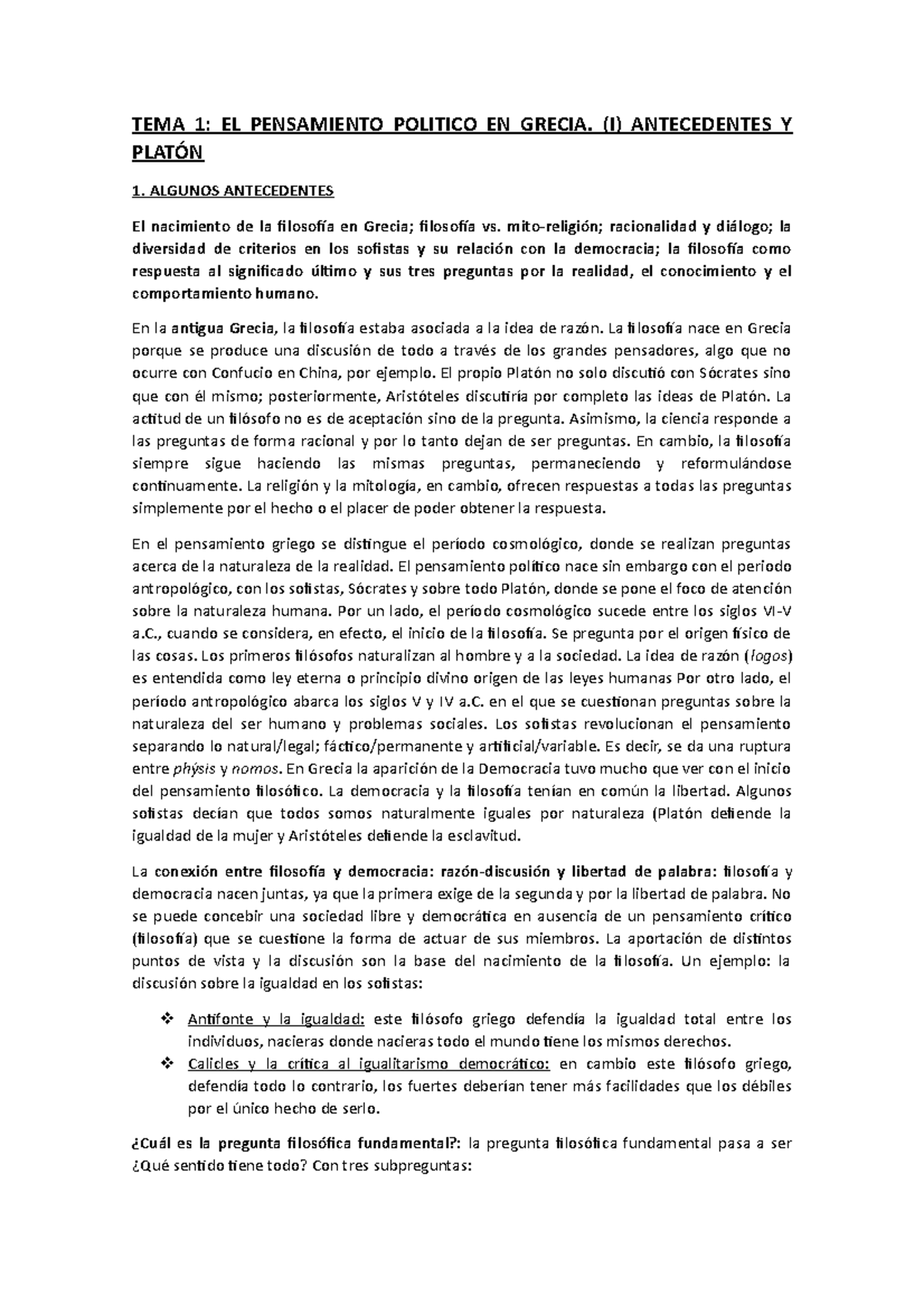 Tema 1 Htp Apuntes De Historia De La Teoría Política De Alfonso Ruiz