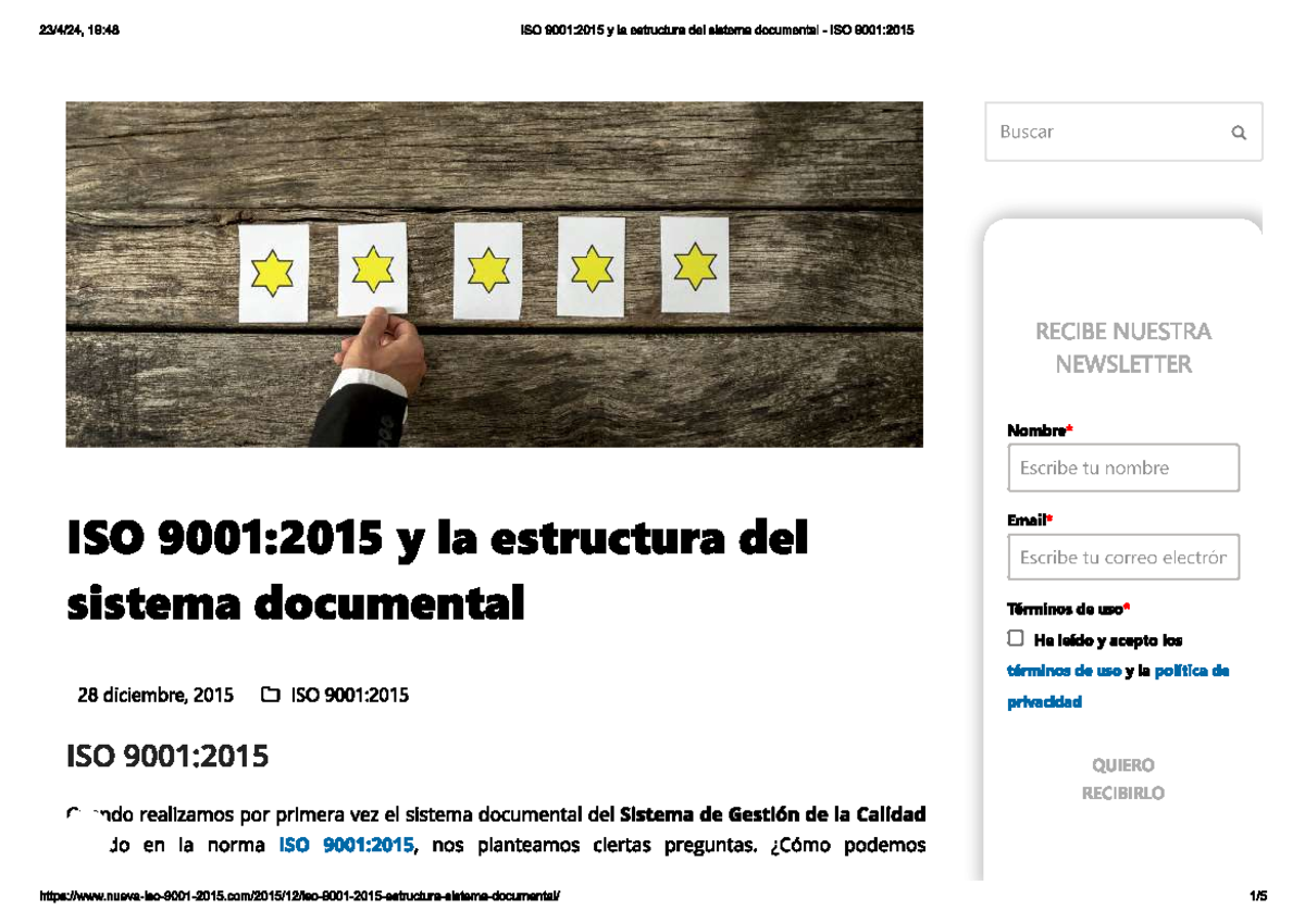ISO 9001 2015 - Sistemas de Gestión de Calidad - Studocu
