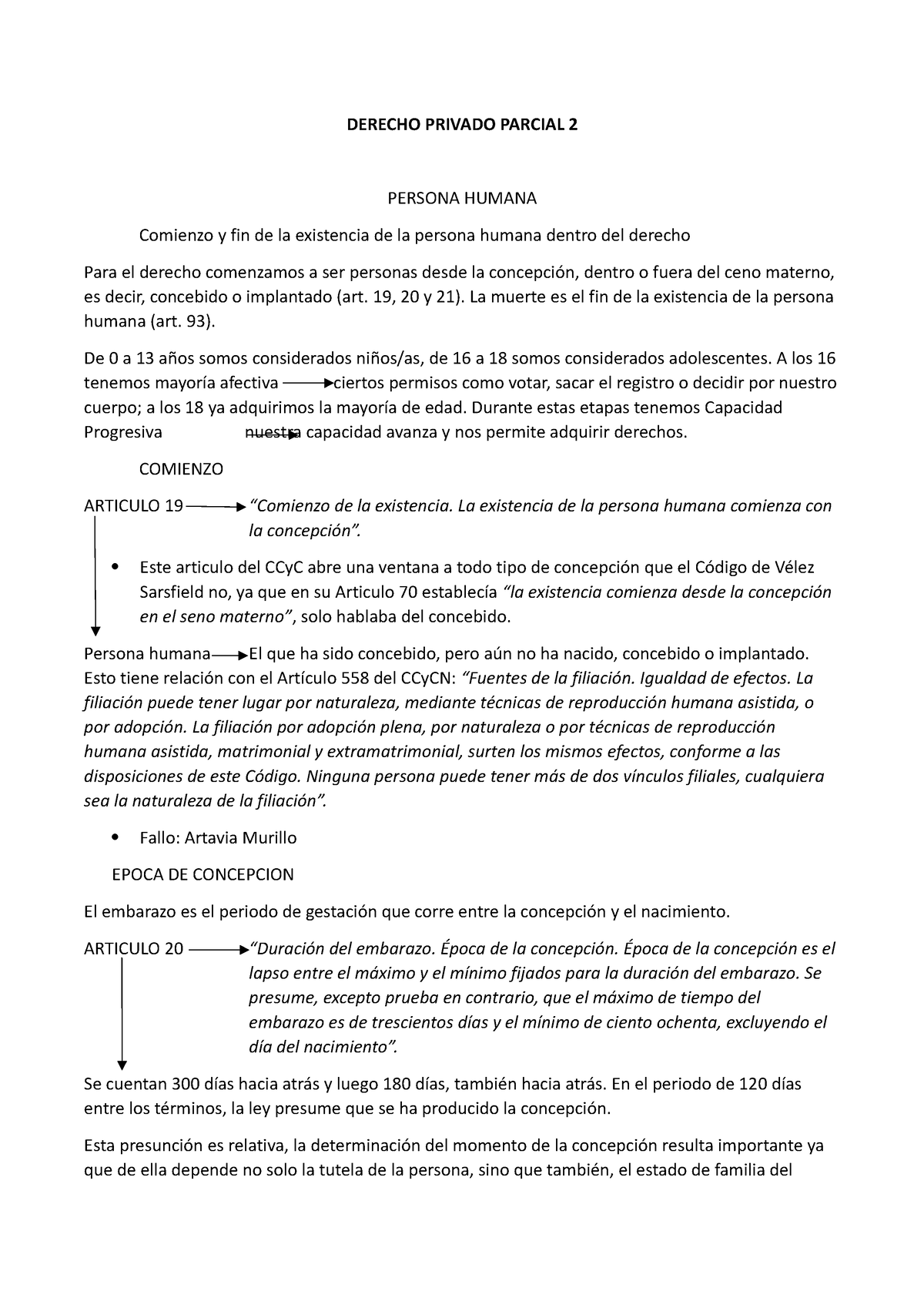 Derecho Privado Parcial 2 - DERECHO PRIVADO PARCIAL 2 PERSONA HUMANA ...