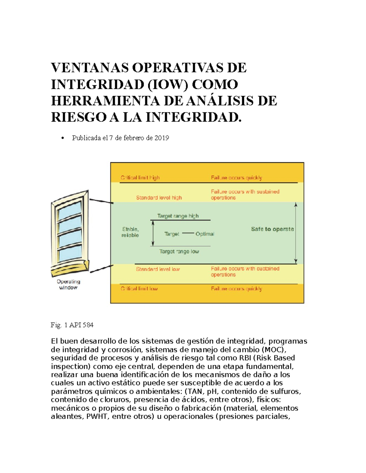 Ventanas Operativas DE Integridad - VENTANAS OPERATIVAS DE INTEGRIDAD ...