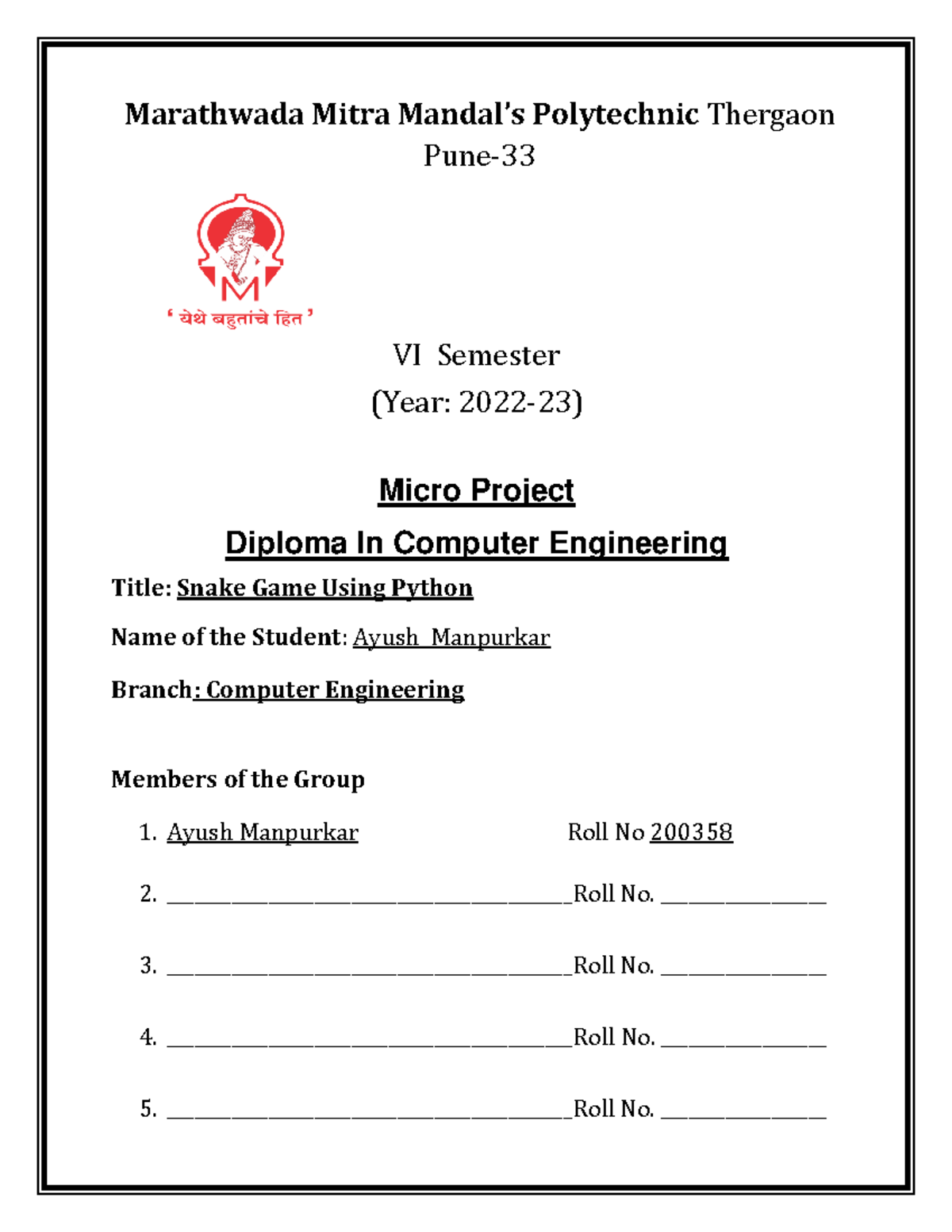 Final microproject format 2003 58 - Marathwada Mitra Mandal’s ...