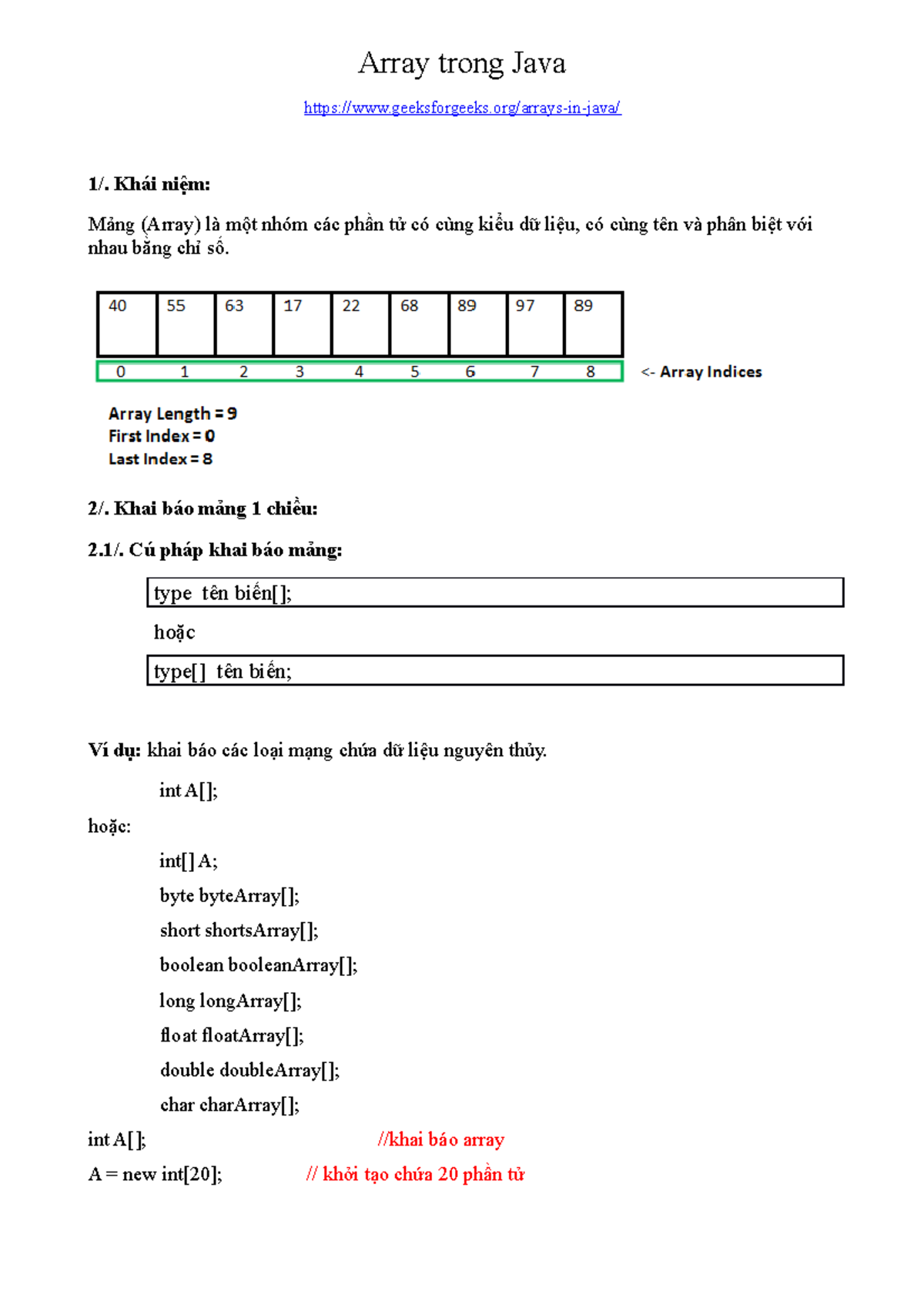 C5 BG Array in Java - Tài liệu tham khảo - Array trong Java ...