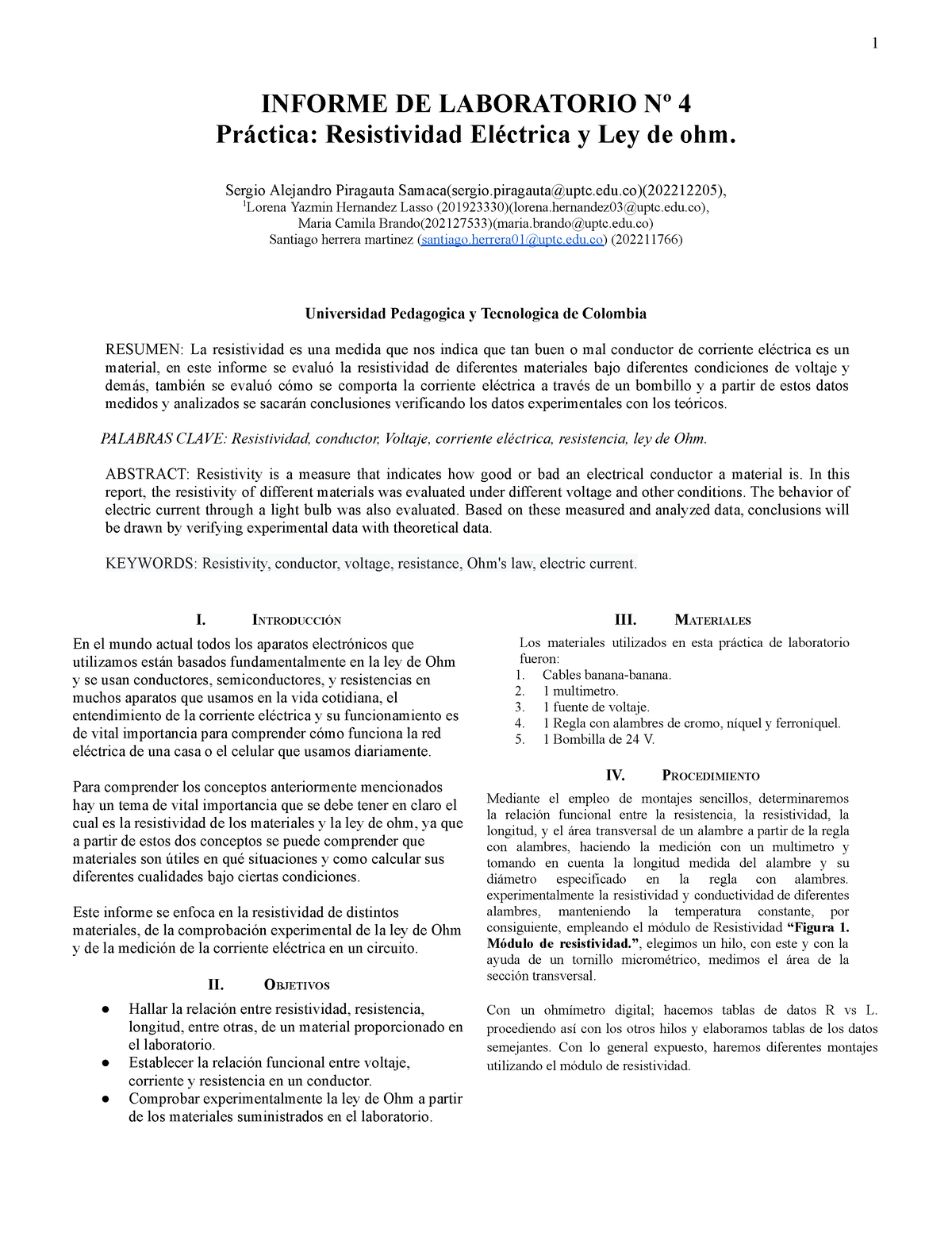 Informe Laboratorio Fisica Docx 2 1 Informe De Laboratorio Nº 4