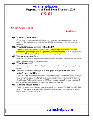 CS101 Introduction To Computing PAST Solved Paper Final TERM - MUHAMMAD ...