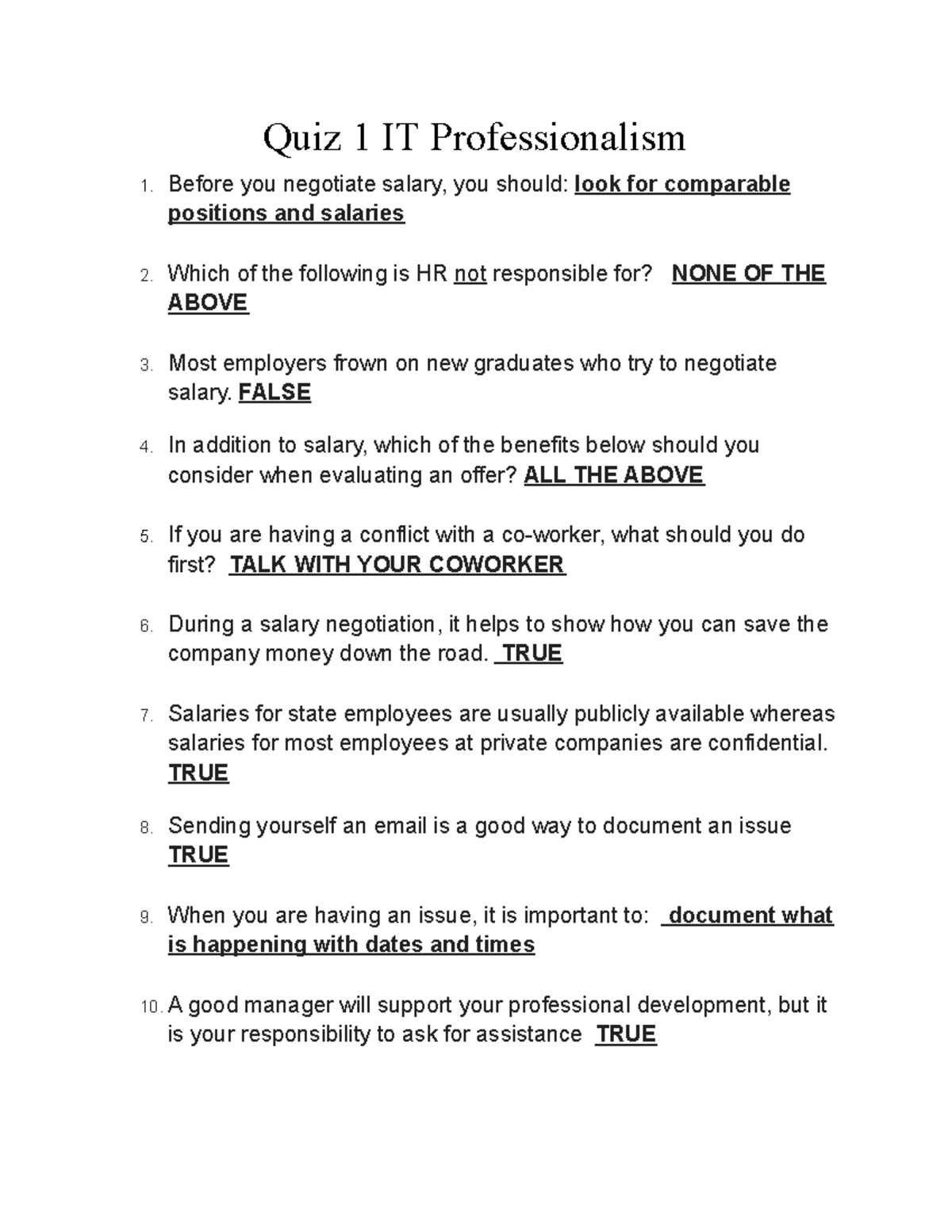 Quiz 1 IT Professionalism - Quiz 1 IT Professionalism 1. Before you