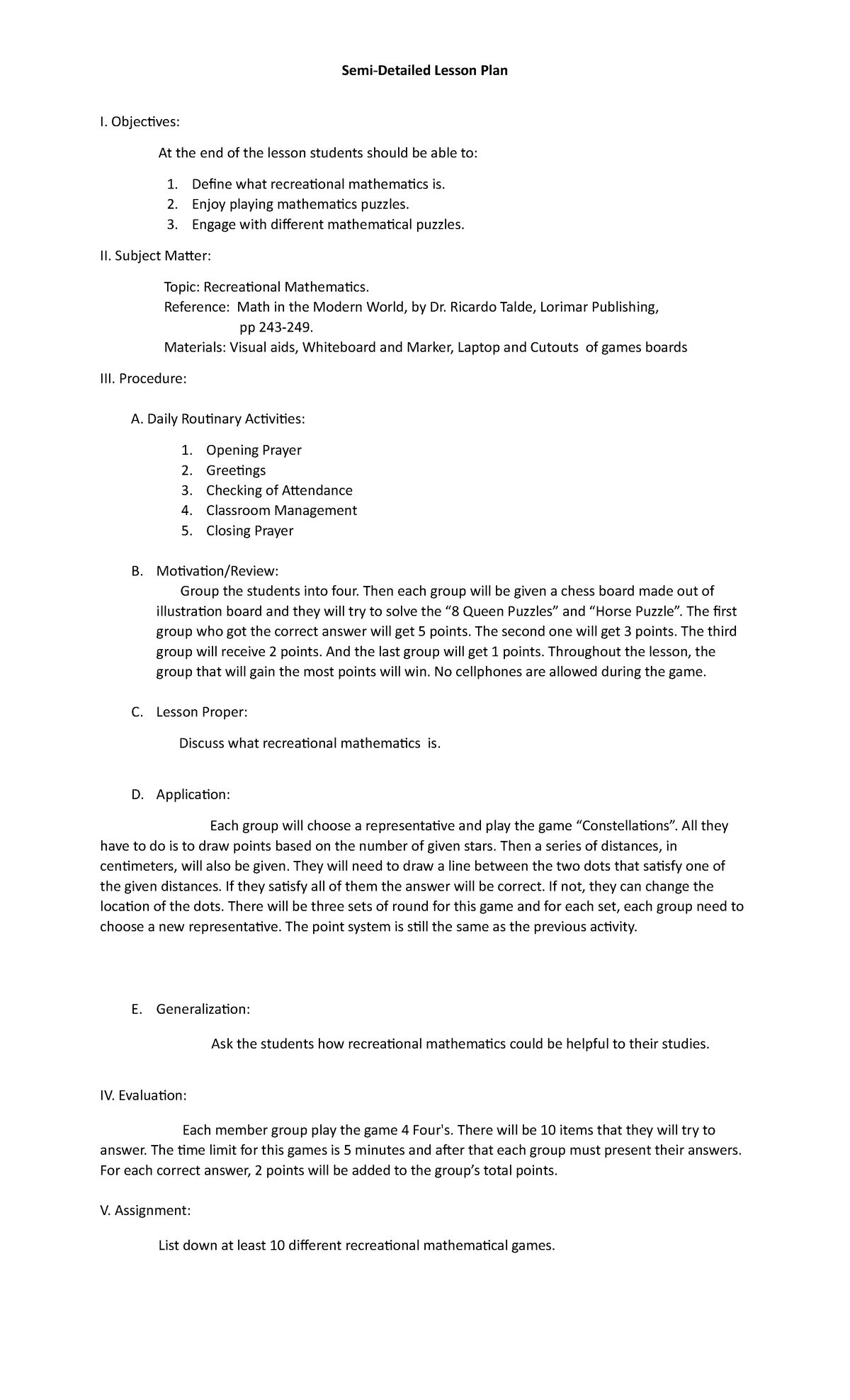 Detailed Lesson Plan In Mathematics 10 Docx Detailed Lesson Plan