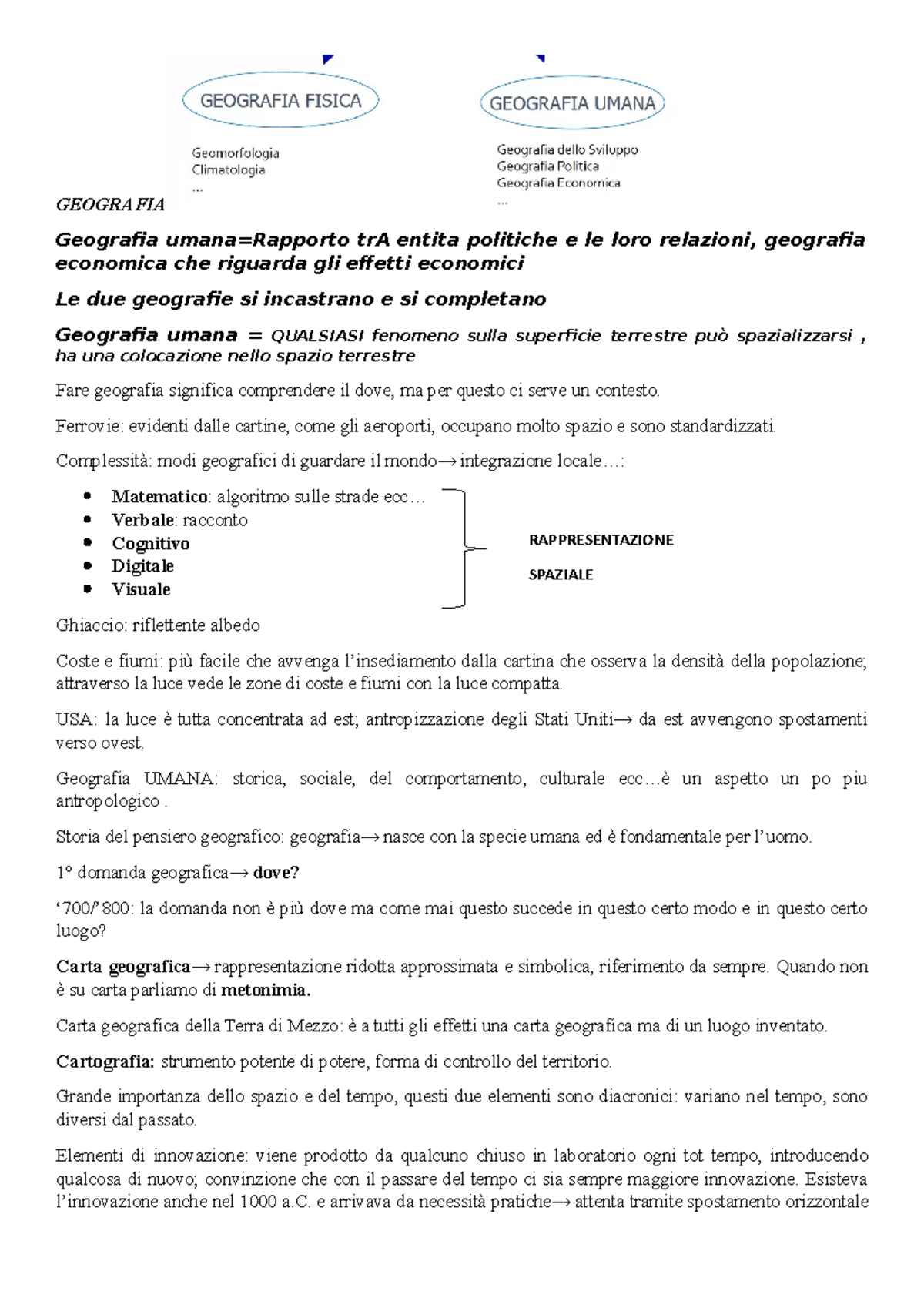 Sbobinature Geografia Umana - GEOGRAFIA Geografia Umana=Rapporto TrA ...