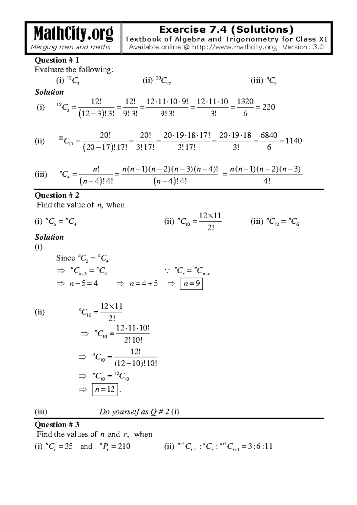 Ex 7 4 FSC part1 ver3 - MathCity Merging man and maths Exercise 7 ...