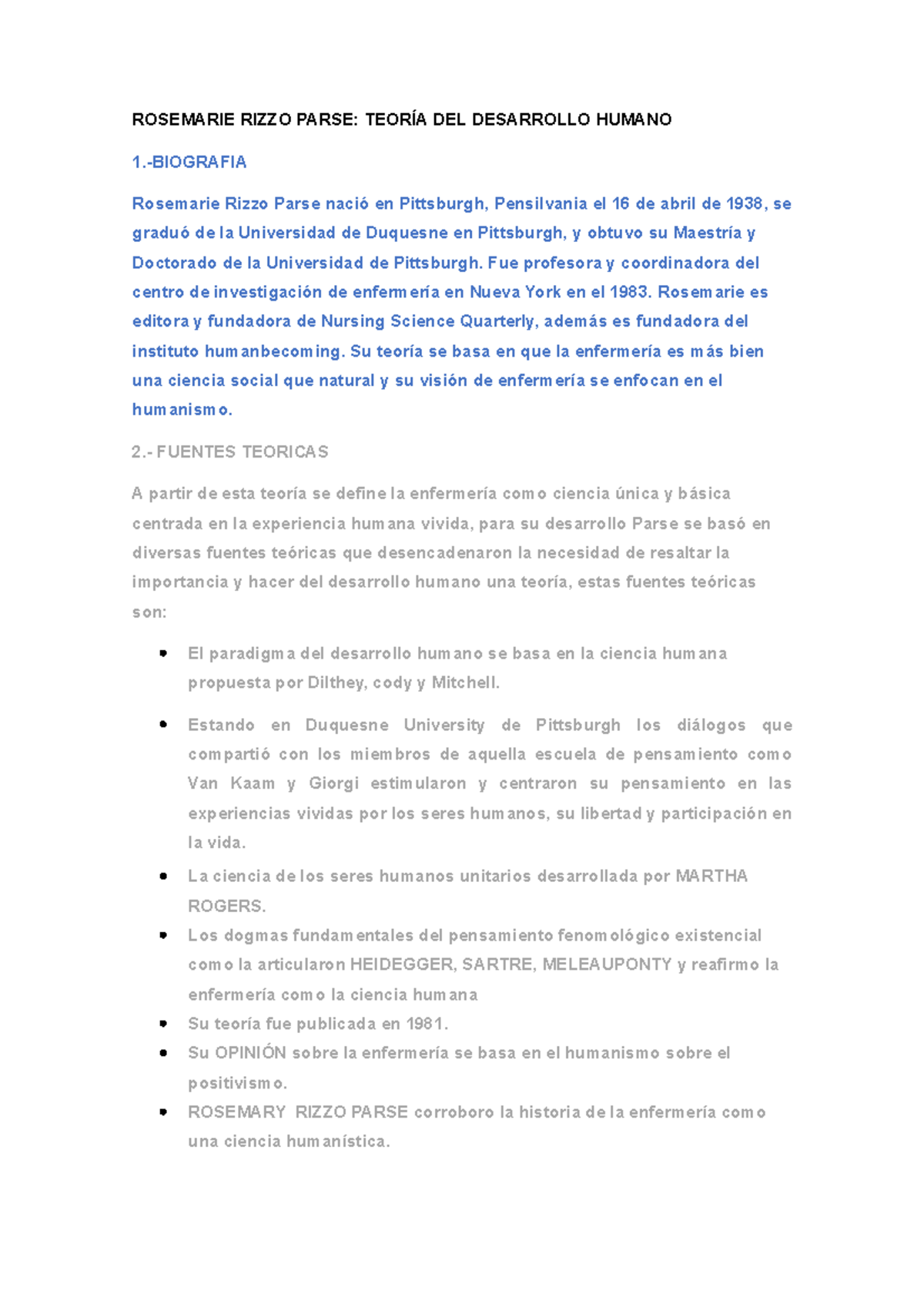 Avance - Rosemarie Rizzo Parse - ROSEMARIE RIZZO PARSE: TEORÍA DEL ...