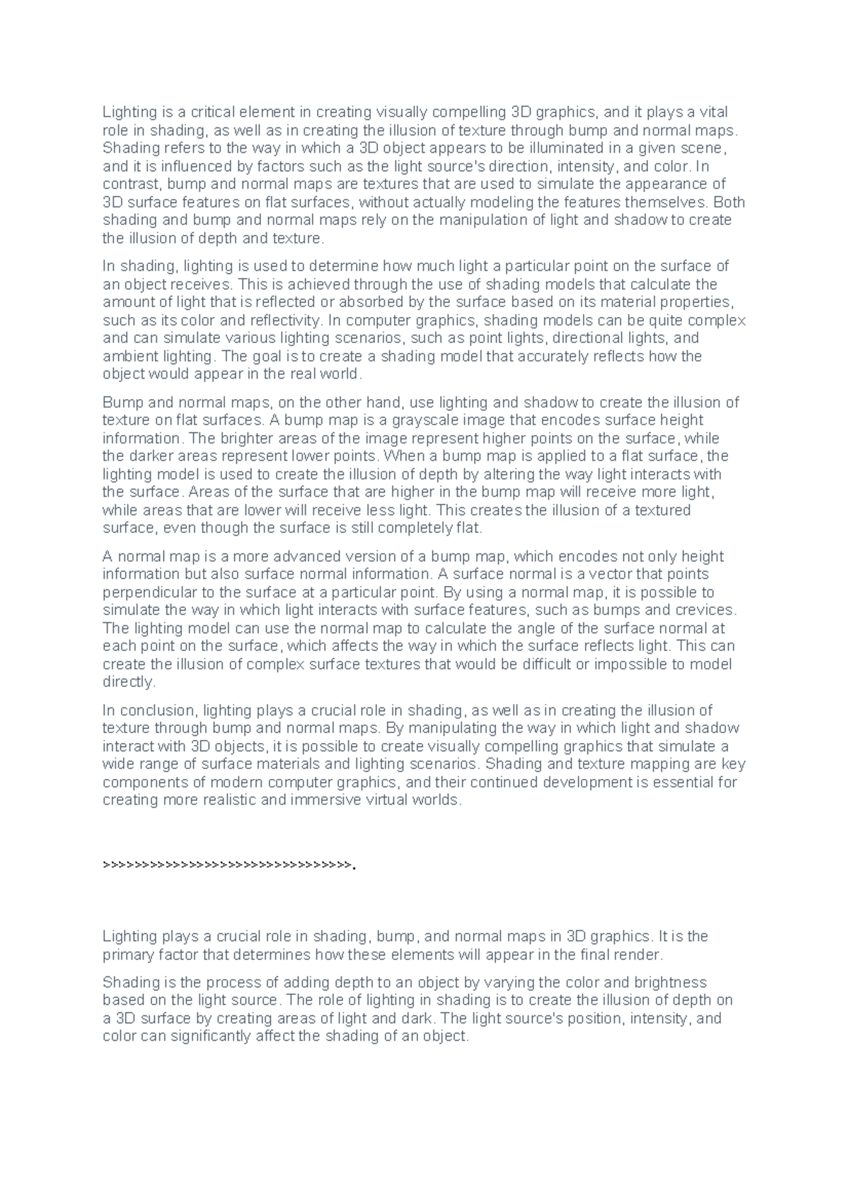 Discussion Forum UNIT 4 Computer Graphics - Lighting is a critical ...