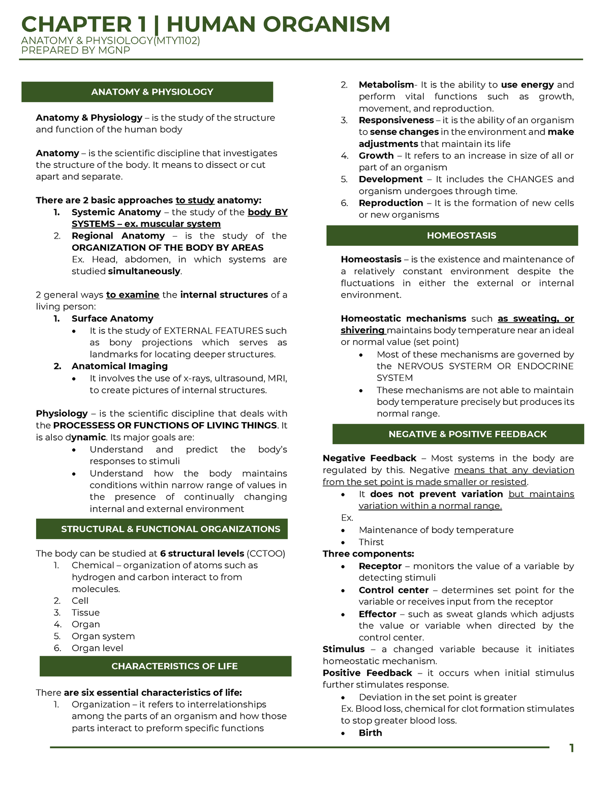 Chapter 1- Anaphy-Human Organism - 1 CHAPTER 1 | HUMAN ORGANISM ANATOMY ...