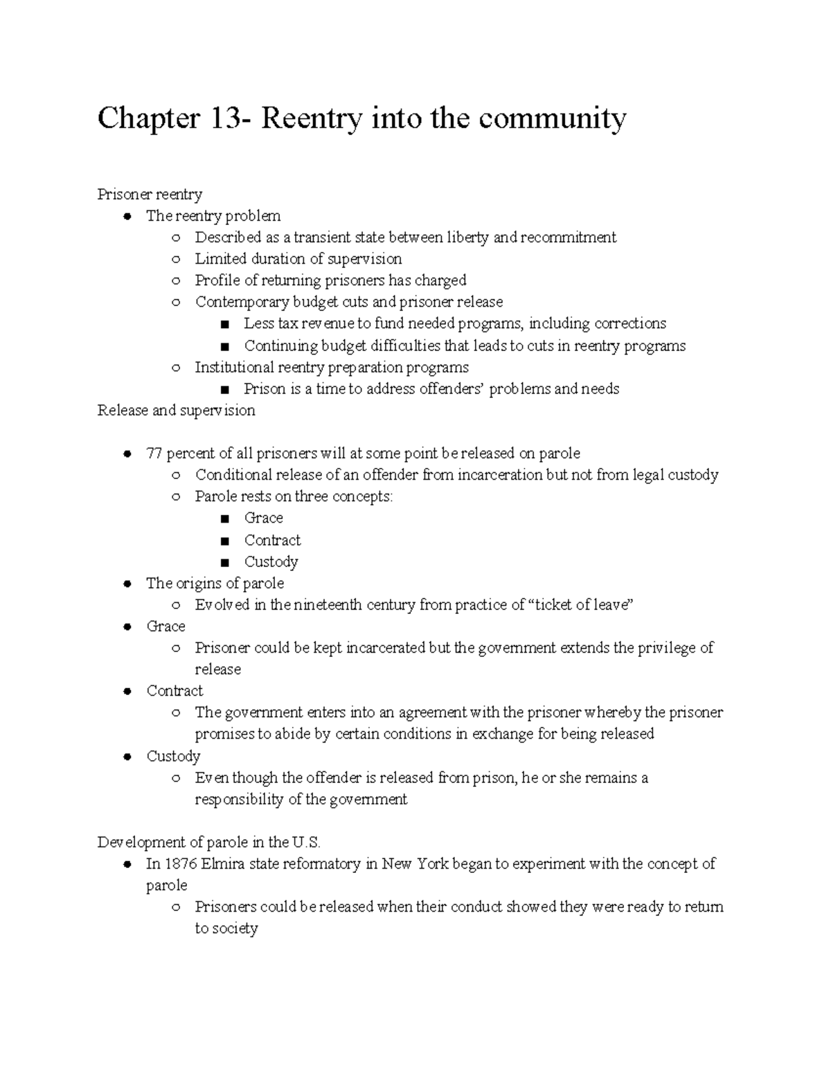 Chapter 13 Reentry Into The Community Chapter 13 Reentry Into The Community Prisoner Reentry 