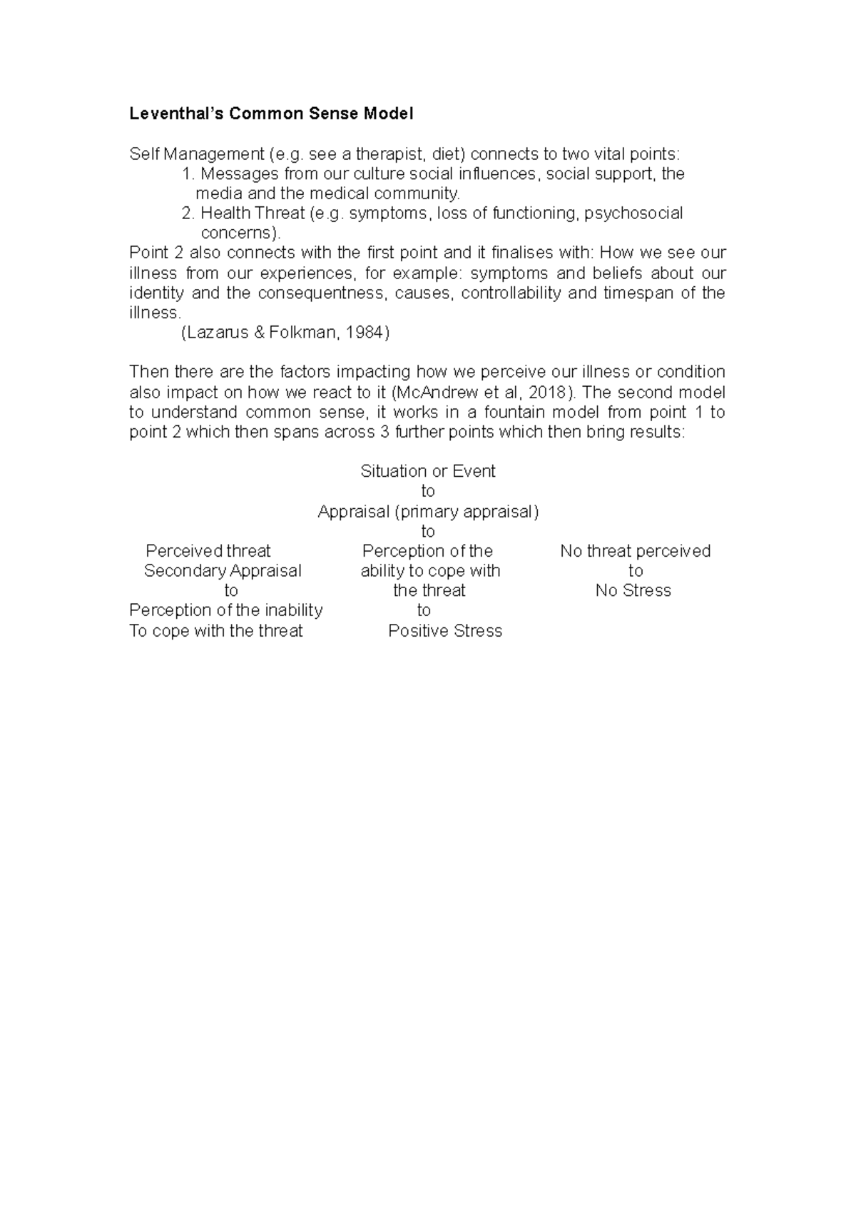 Leventhals Common Sense Model - Leventhal’s Common Sense Model Self ...