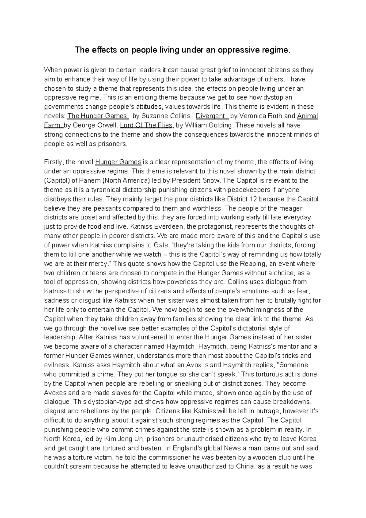 Connections Essay finc355ee The effects on people living under an