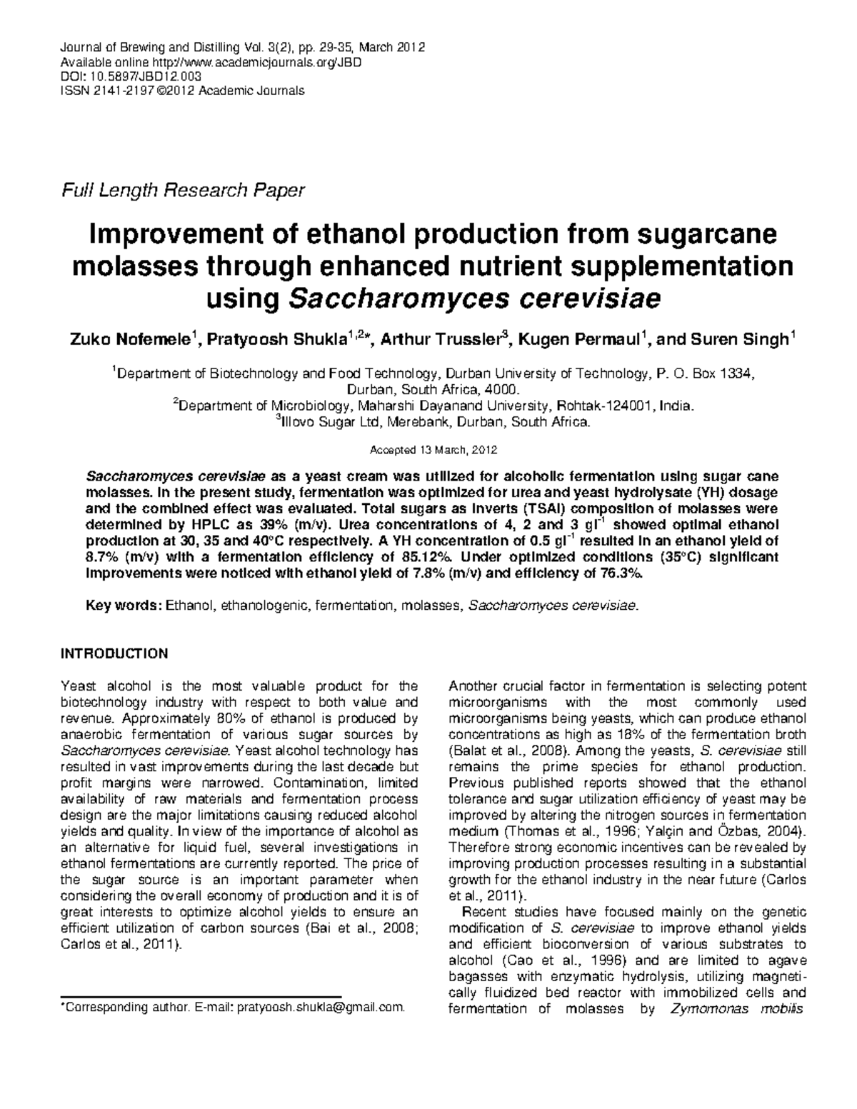 Article 1379170158 Nofemele Journal of Brewing and Distilling Vol. 3