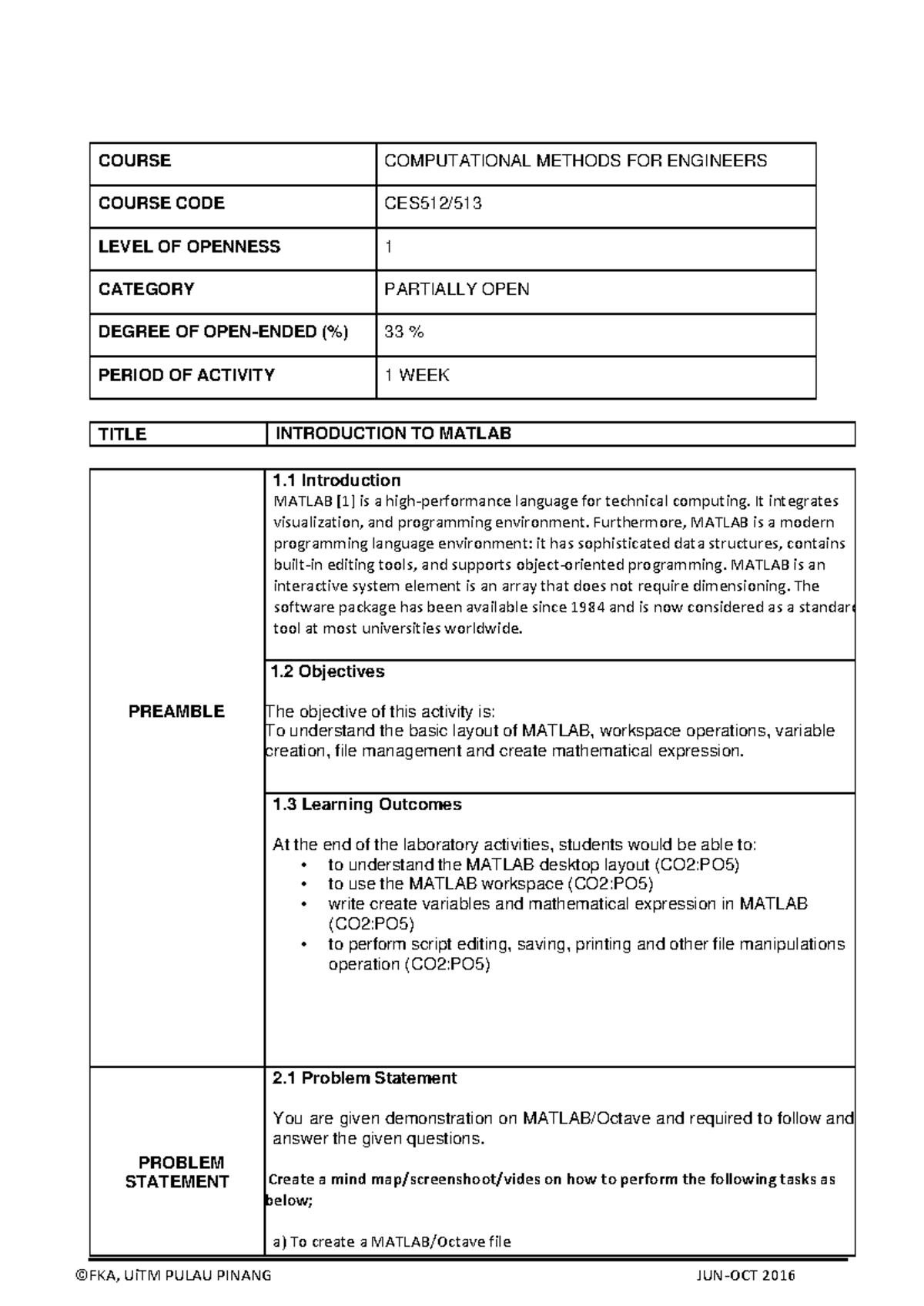 Oel lab 1 updated - OEL - COURSE COMPUTATIONAL METHODS FOR ENGINEERS ...