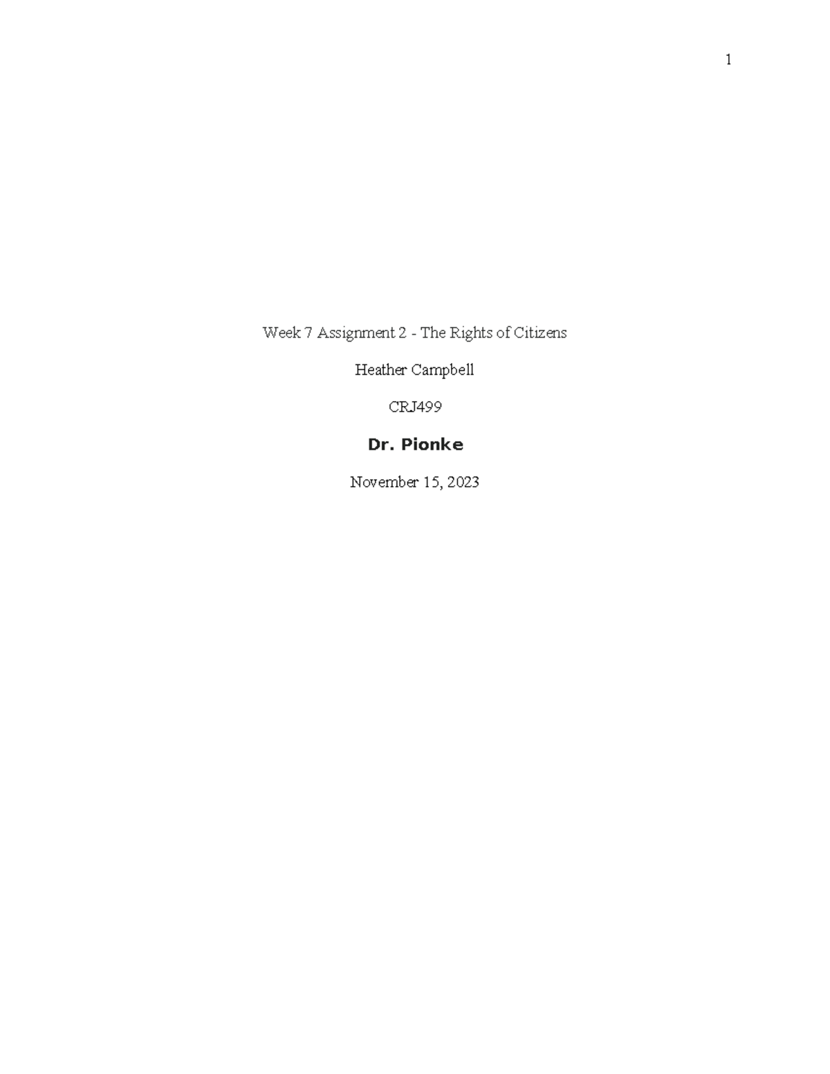 Week 7 Assignment 2 The Rights of Citizens - Week 7 Assignment 2 - The ...