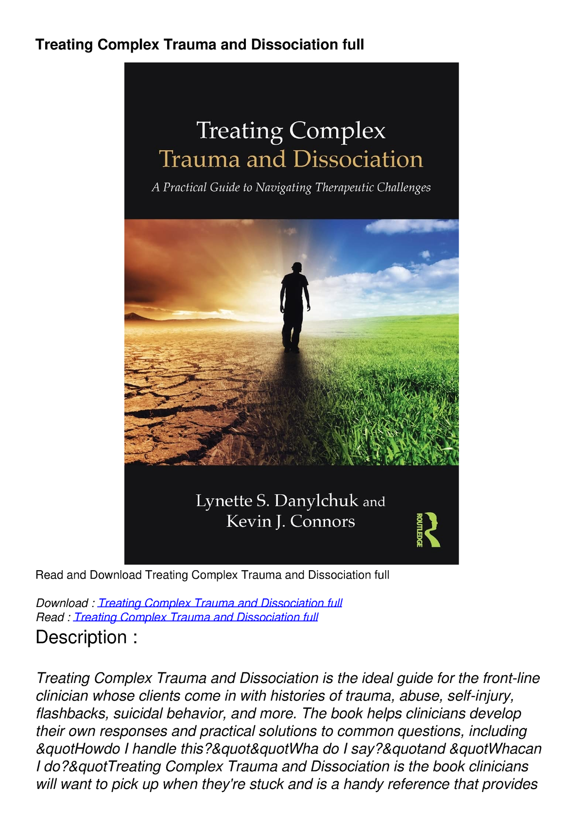 EPUB READ Treating Complex Trauma And Dissociation Full DOWNLOAD ...