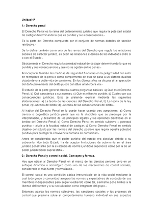 Penal Resumen - Primera Parte: Introducción UNIDAD Nº 1 - DERECHO PENAL ...