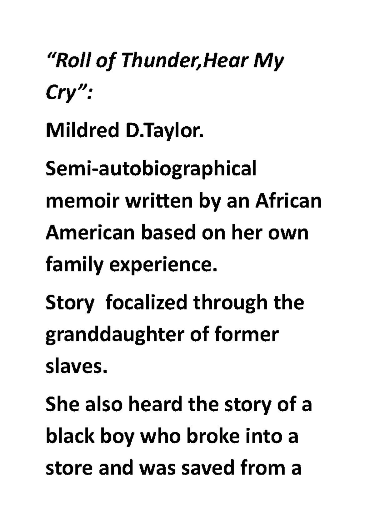 EA300 B Roll of Thunder “Roll of Thunder,Hear My Cry” Mildred D