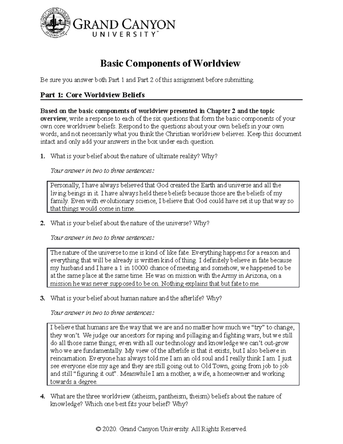 CWV complete - Basic Components of Worldview - Basic Components of ...