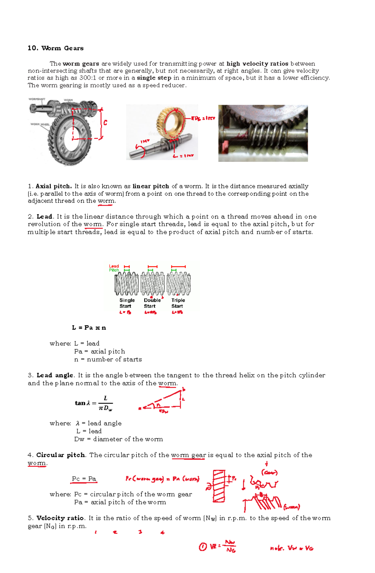 10 none Worm Gears The worm gears are widely used for transmitting