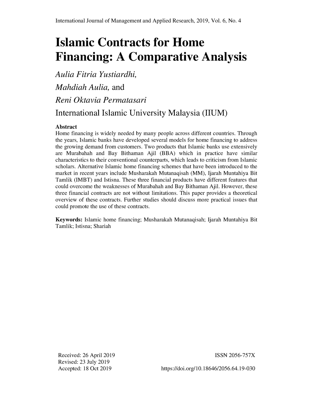 Topic 5 - Islamic Contracts For Home Financing - A Comparative Analysis ...